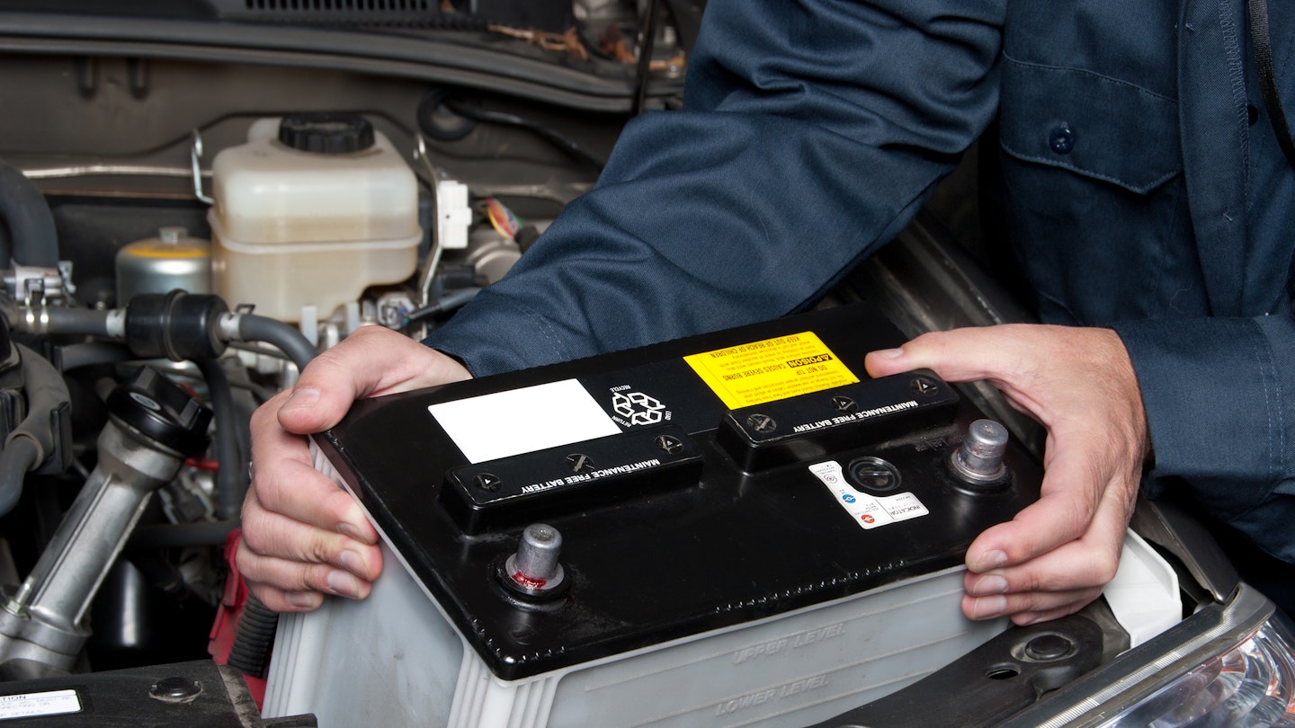 A car battery being replaced 