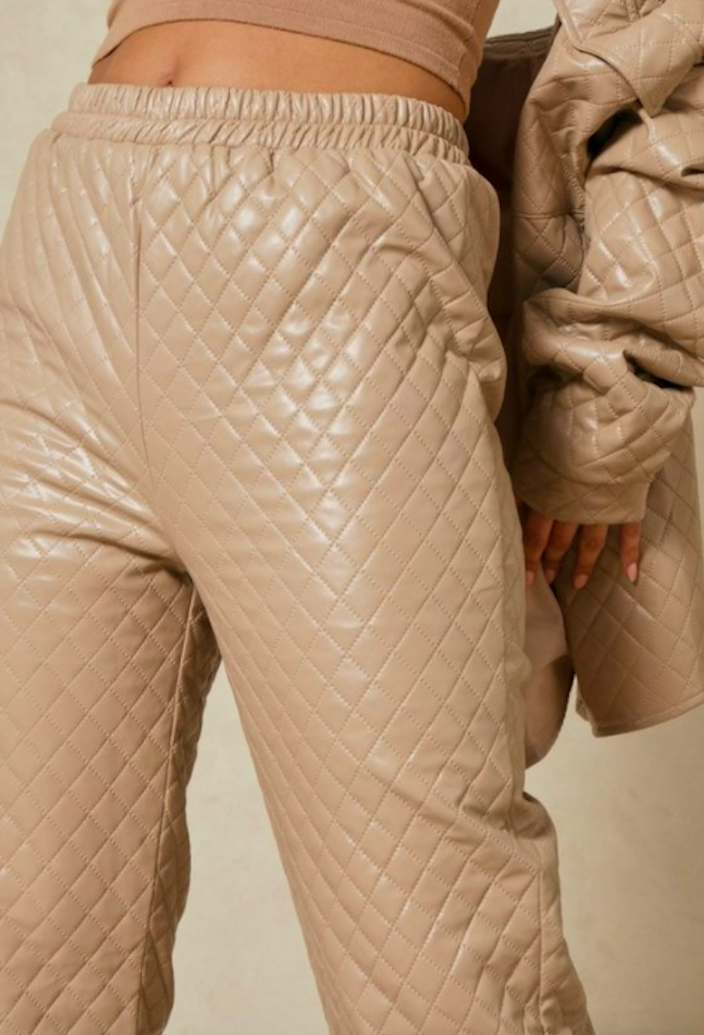 Leather Look Quilted Joggers