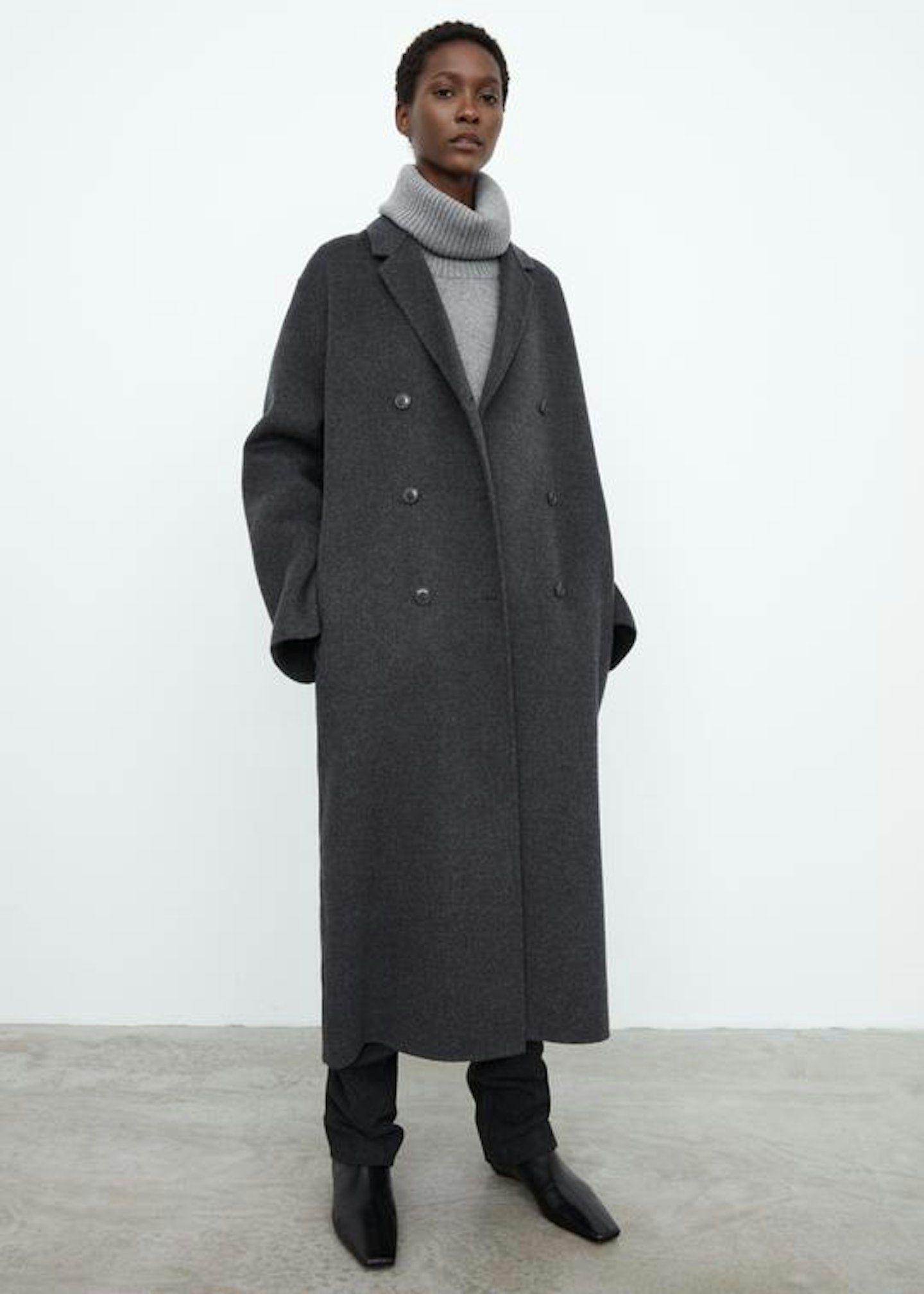 Toteme, Double Wool Overcoat Grey Melange, £700