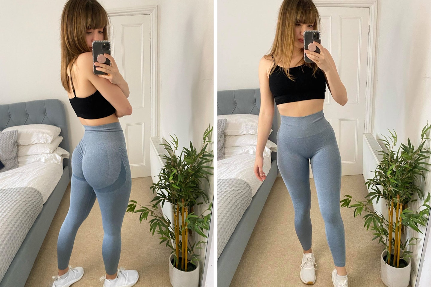 picture of editor Aimee Jakes trying the viral Amazon leggings by Zara McDermott