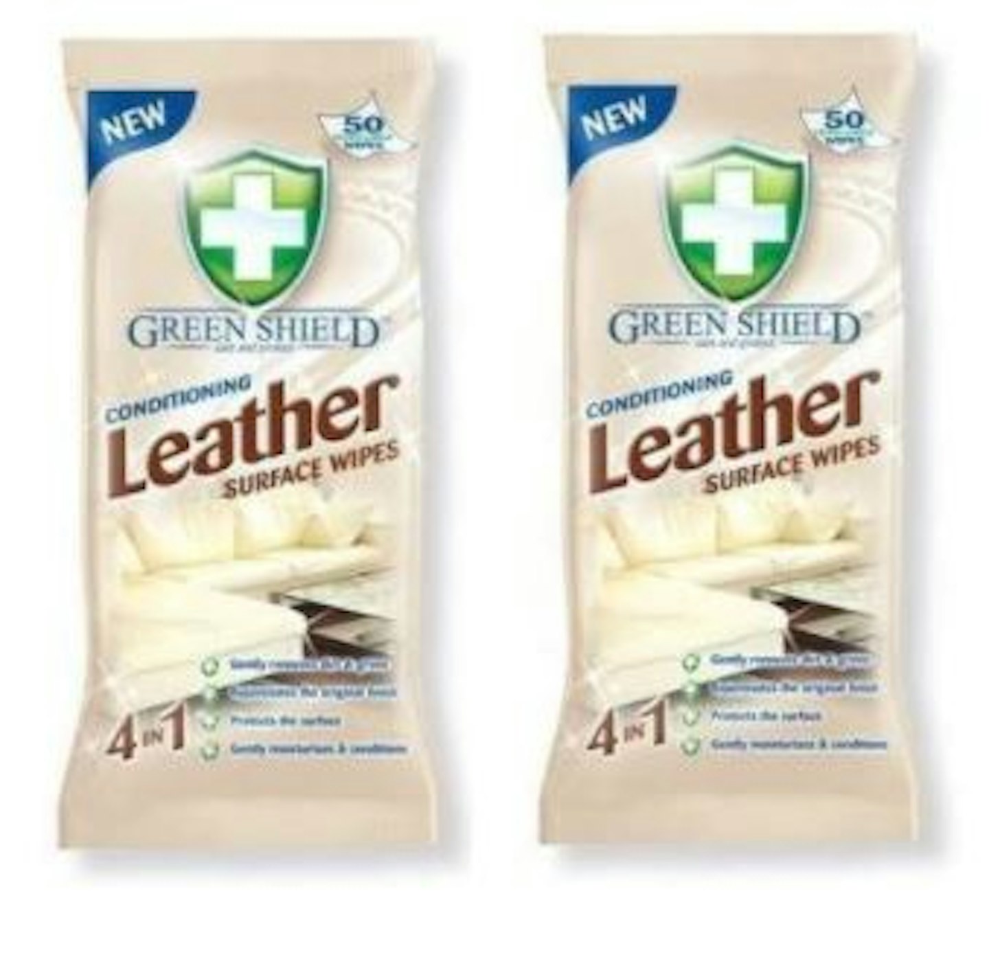 Green Shield Conditioning Leather Surface Wipes 50 Pack x 2