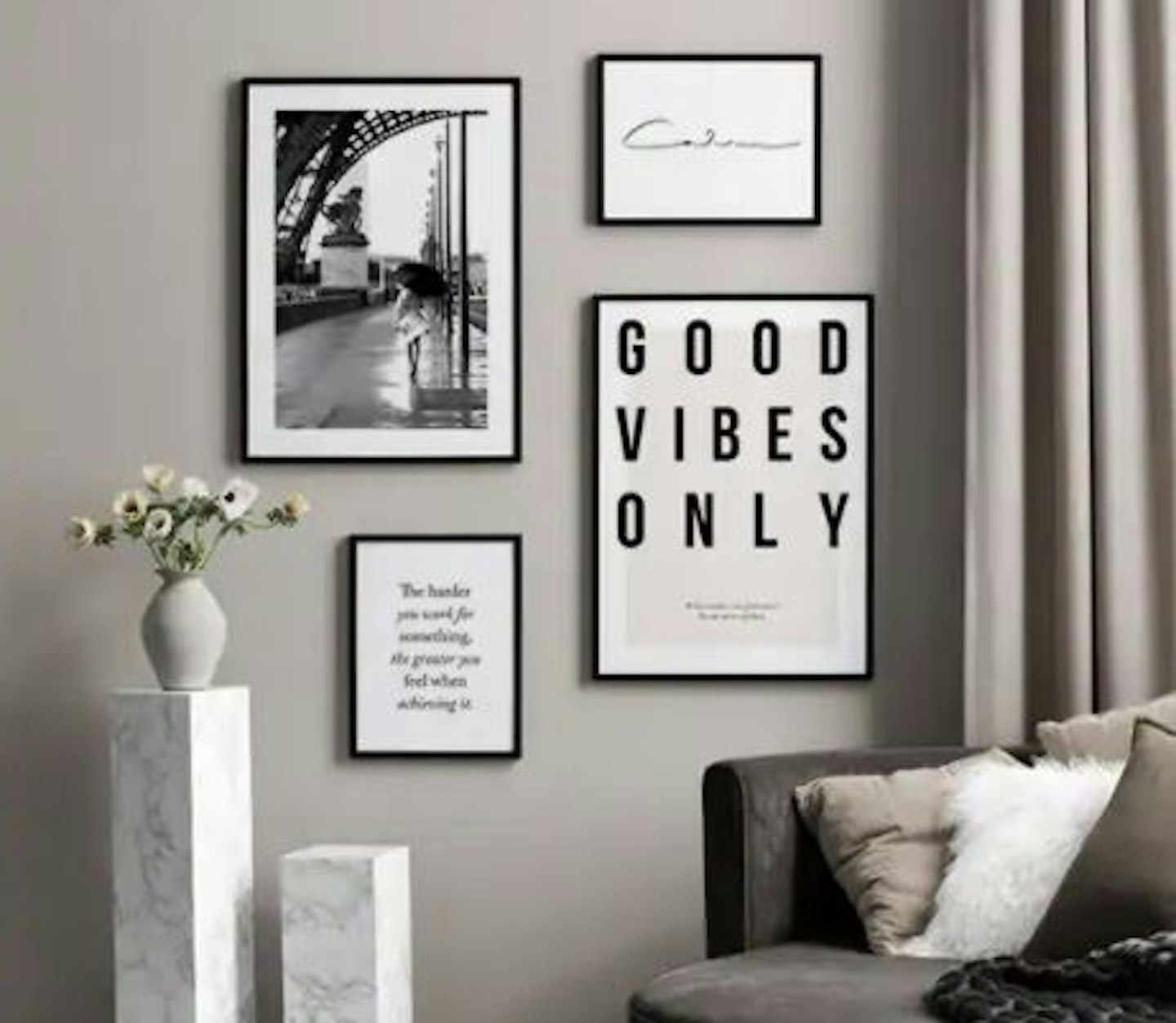 Good Vibes Gallery Wall with 4 frames and 4 prints