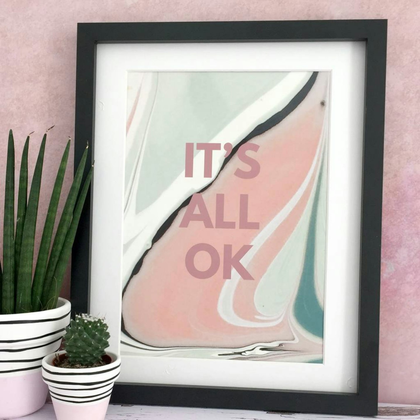 'It's All Ok' Marbled Paint Uplifting Print