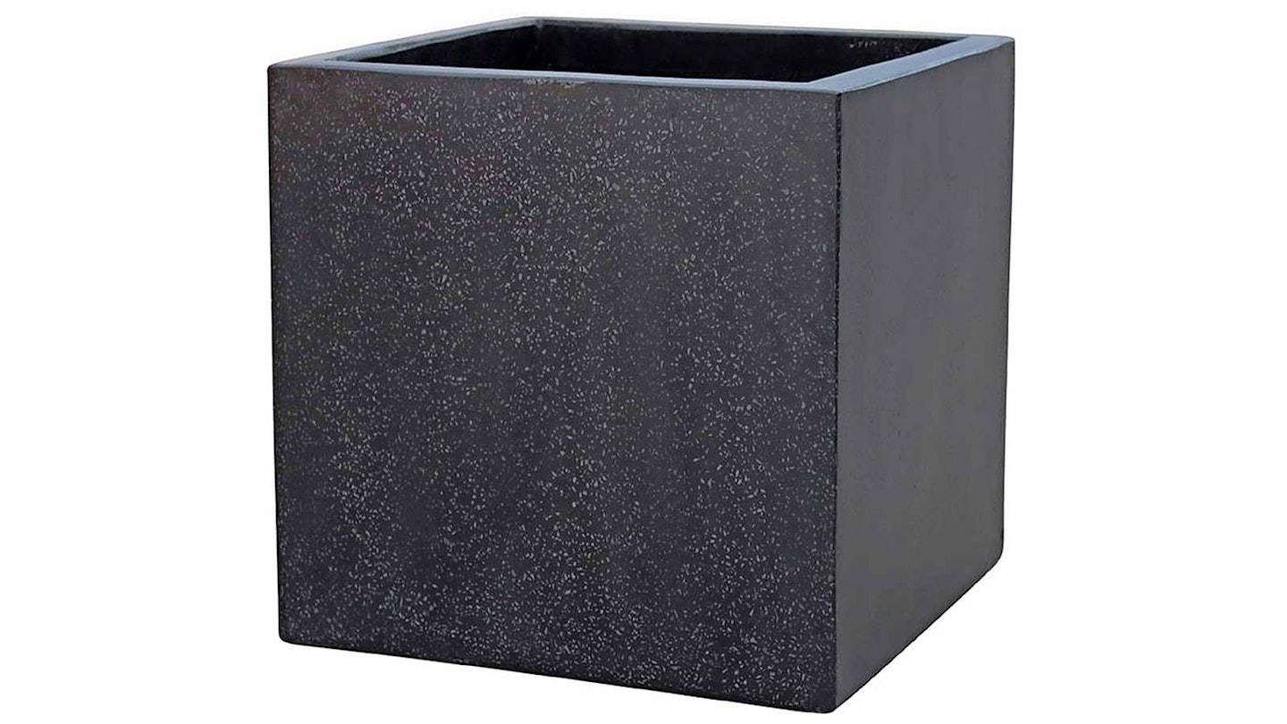 black outdoor cube planter