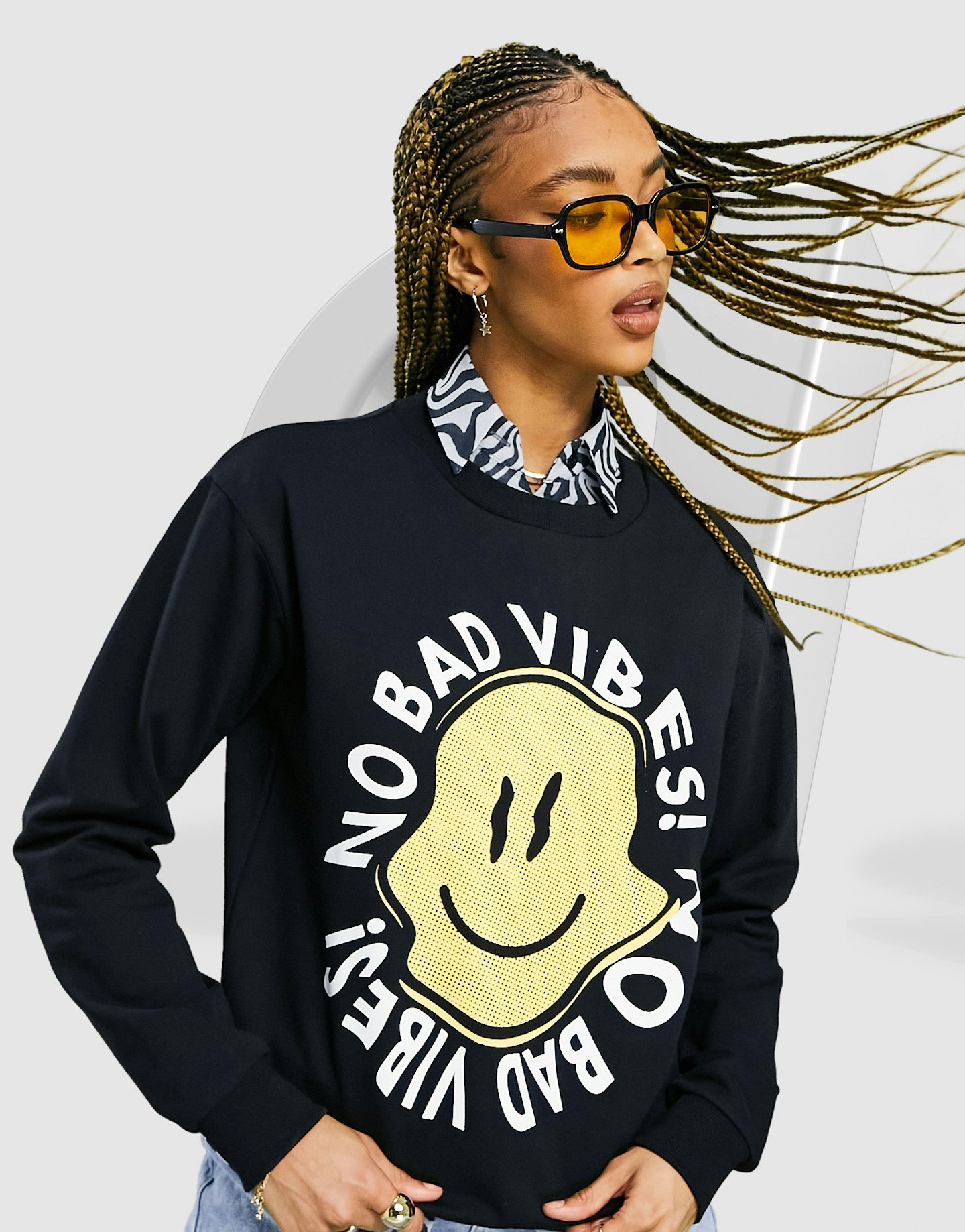 ASOS Design, Oversized Sweatshirt With Happy Vibes Print, £22