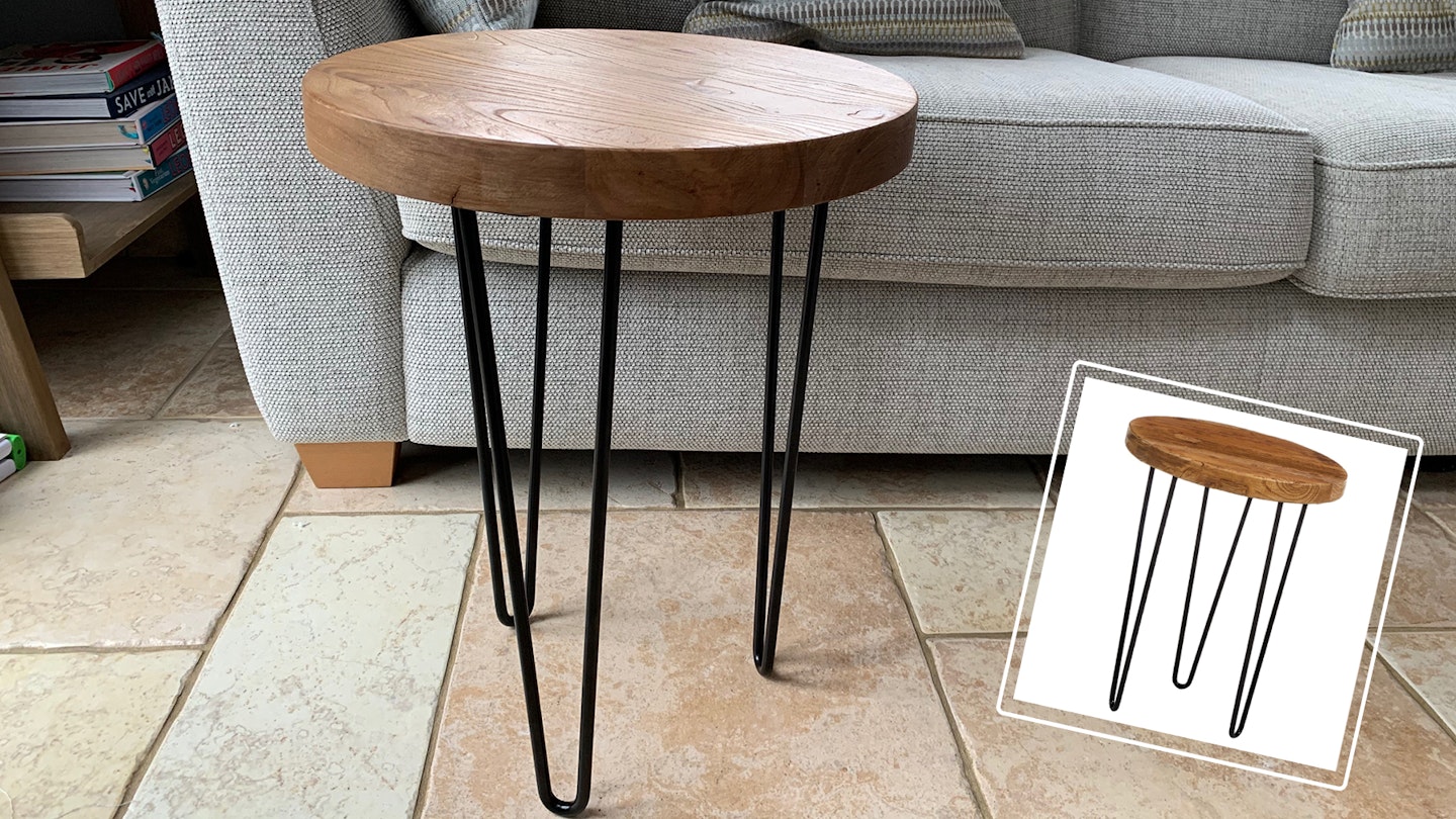 Amazon Brand Rivet Rustic Round End/Side Table with Hairpin Legs