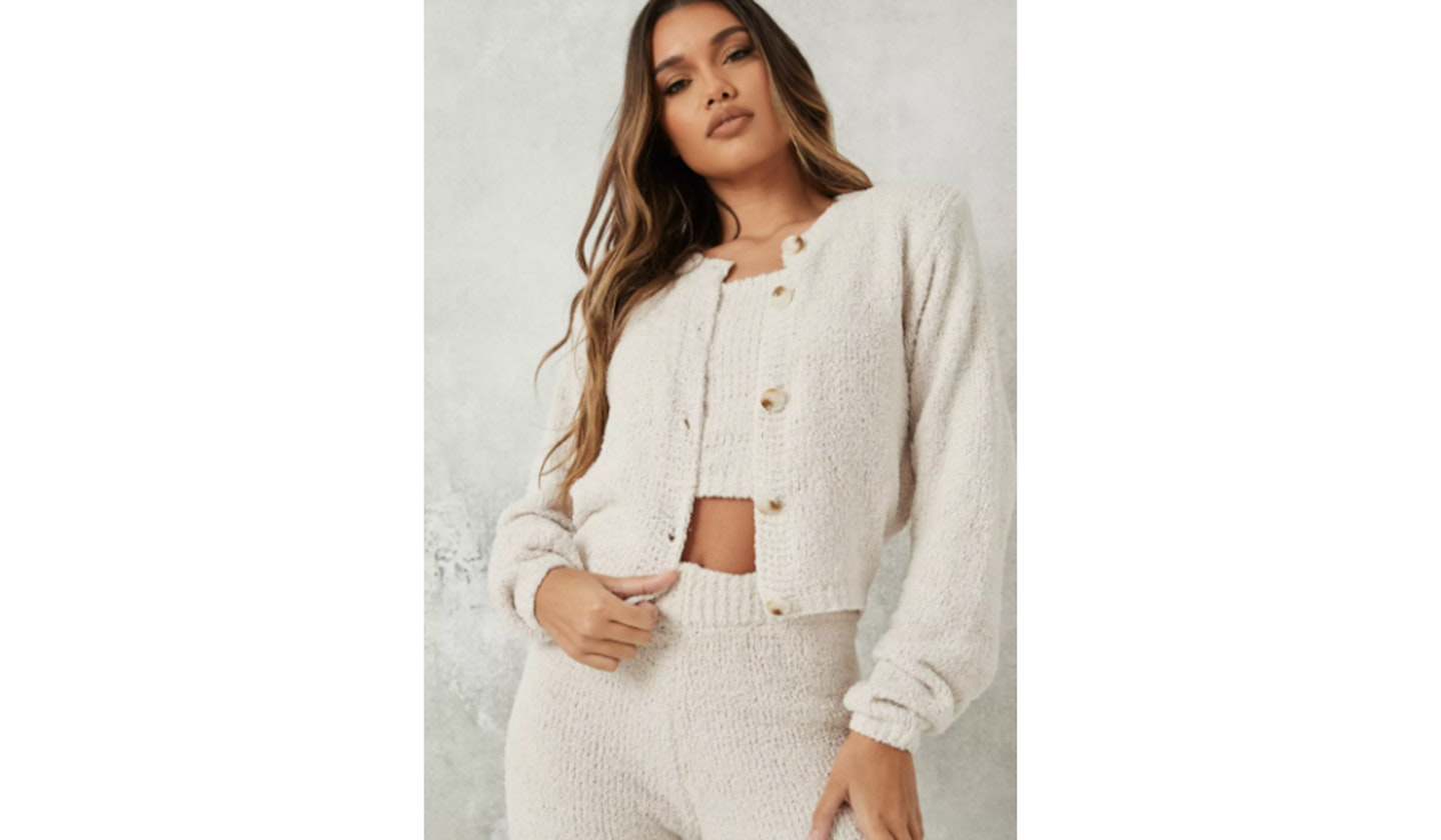 cream co ord cosy cropped cardigan
