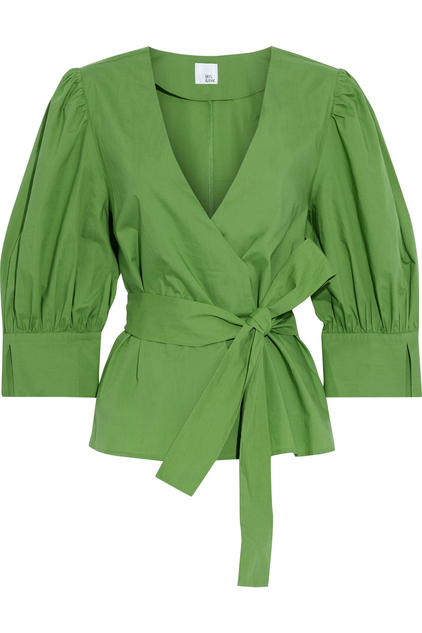 Iris & Ink, Greer gathered cotton-broadcloth wrap blouse, £85