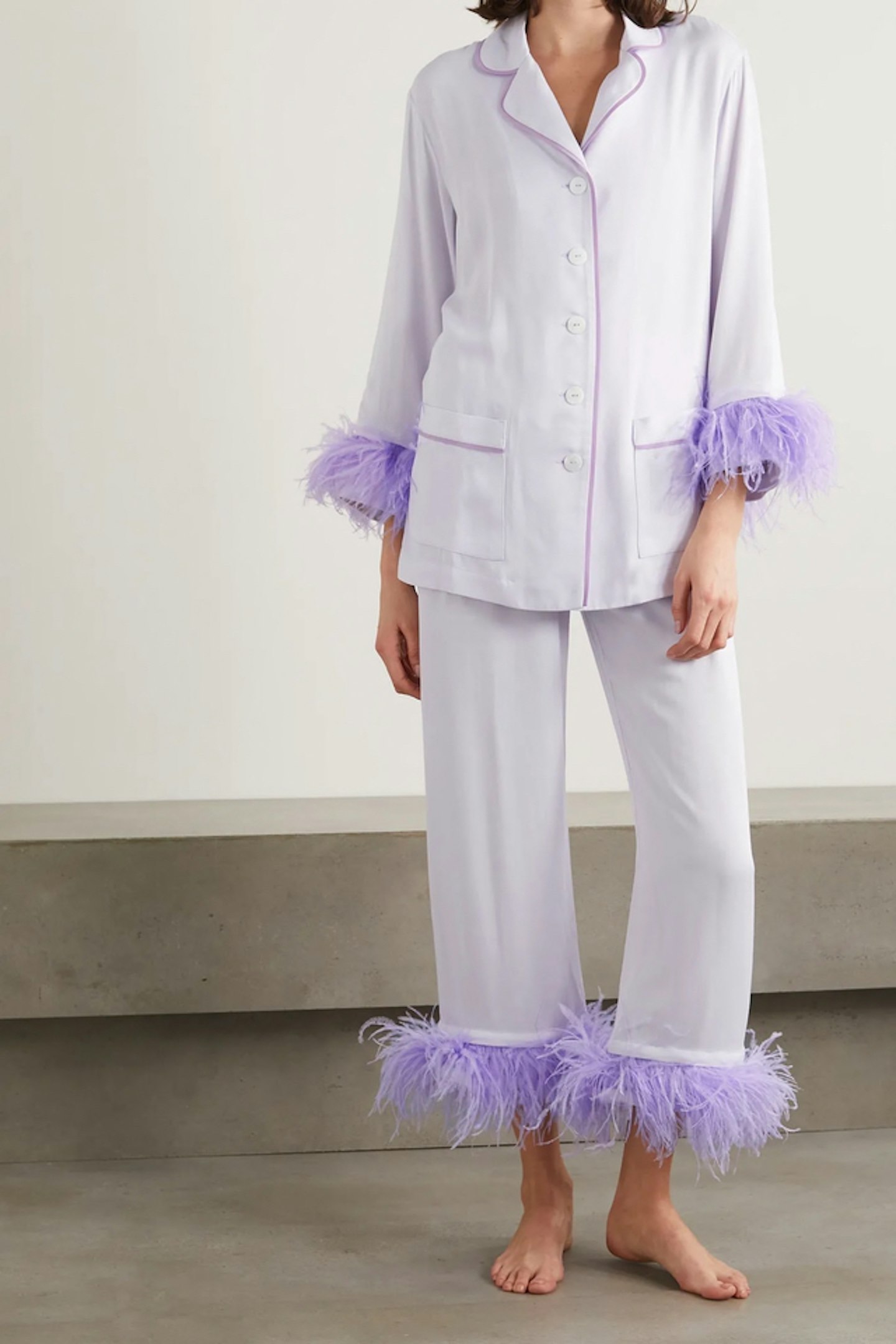 By Rotation, Daily SleeperParty feather-trimmed crepe de chine pajama set, from £7