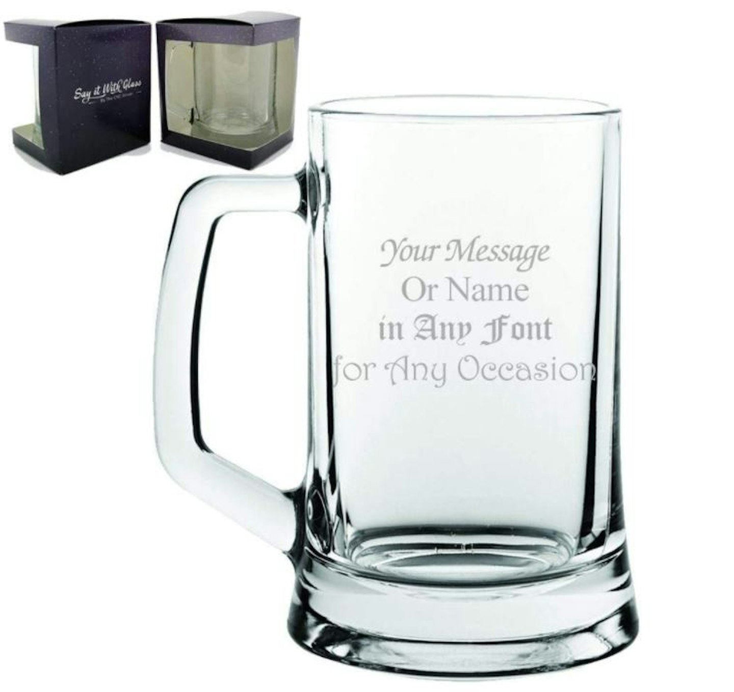 Personalised Engraved Glass Beer Stein