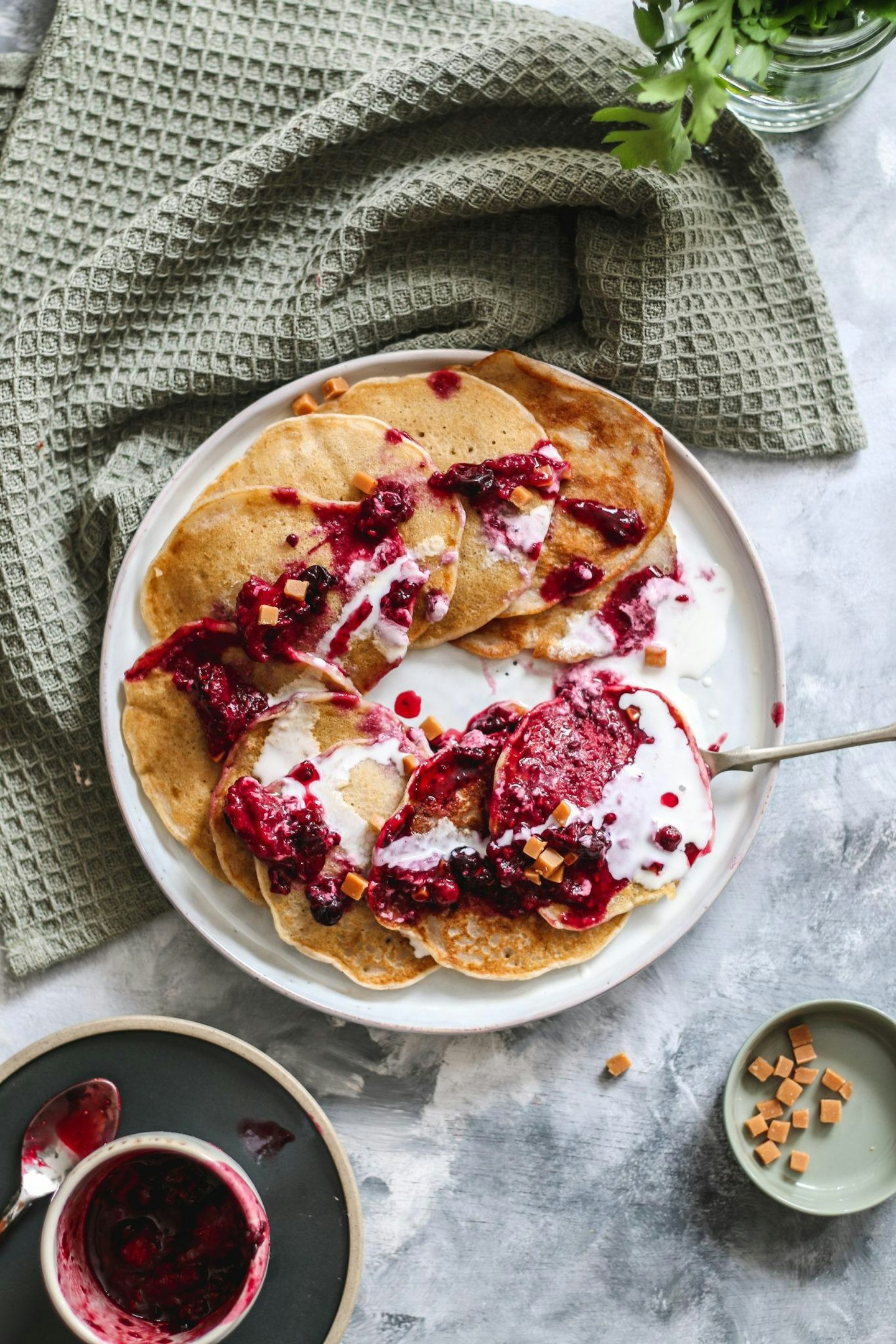 Banana Pancakes with Berry Compote