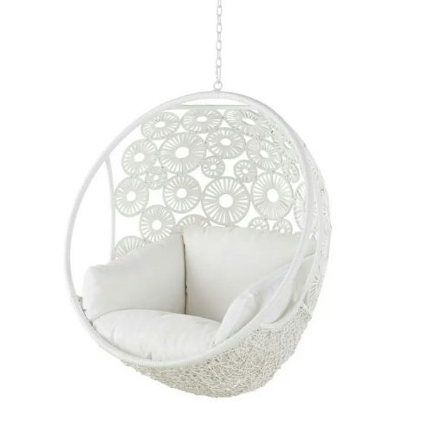 White Resin Wicker Hanging Garden Armchair