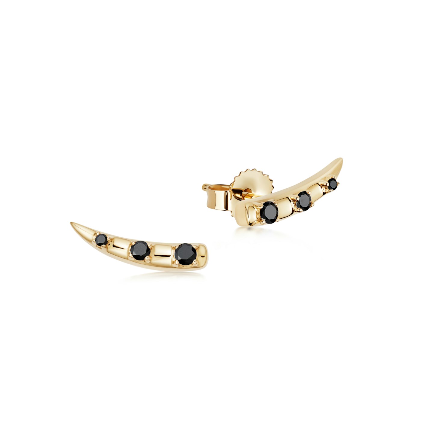 Missoma, Fine Gold Black Diamond Claw Stud Earrings, £325