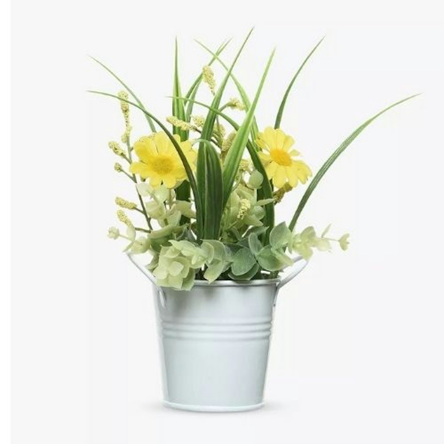Metal Pot with Artificial Flowers