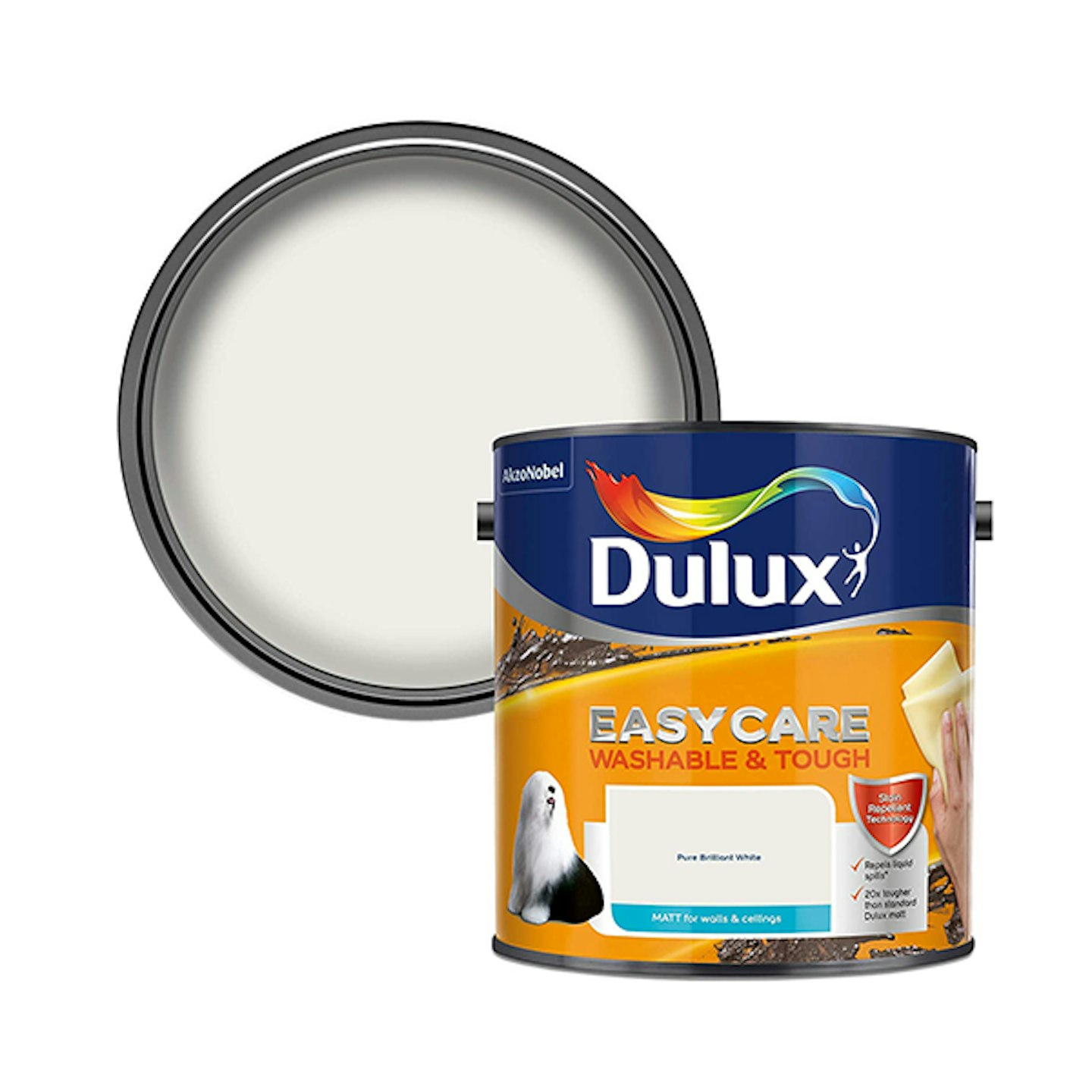 Dulux Easycare Washable & Tough Matt Emulsion Paint For Walls And Ceilings - Pure Brilliant White 2. 5 Litres