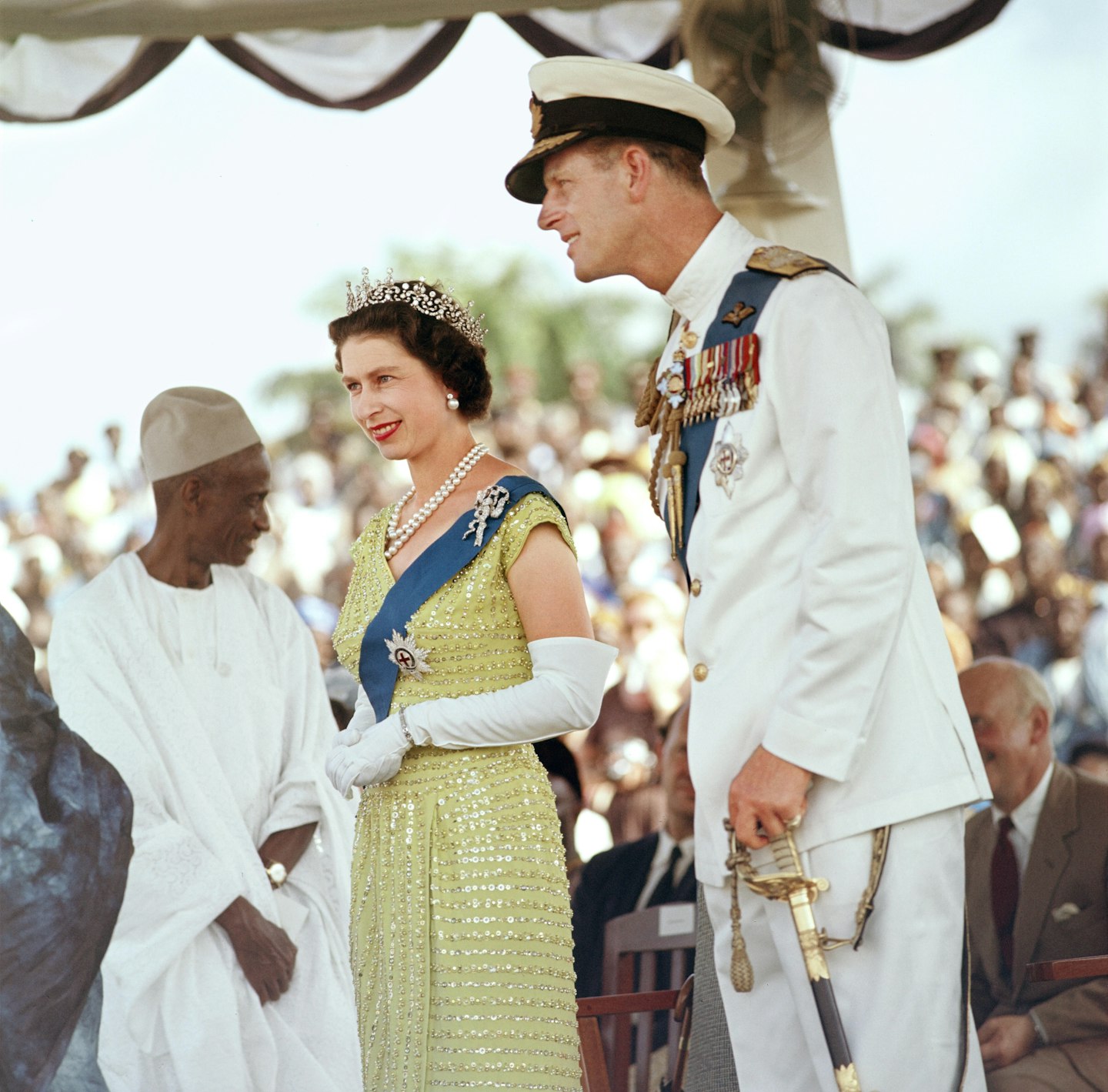 Queen Elizabeth II with her husband Prince Philip inSierra Leone
