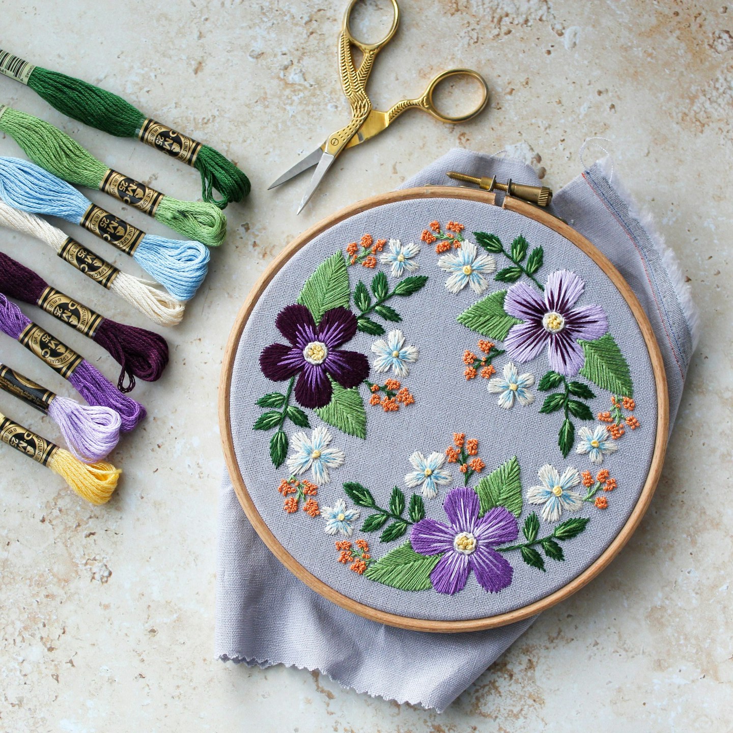 Daphne Complete Spring Floral DIY Embroidery Kit, £32