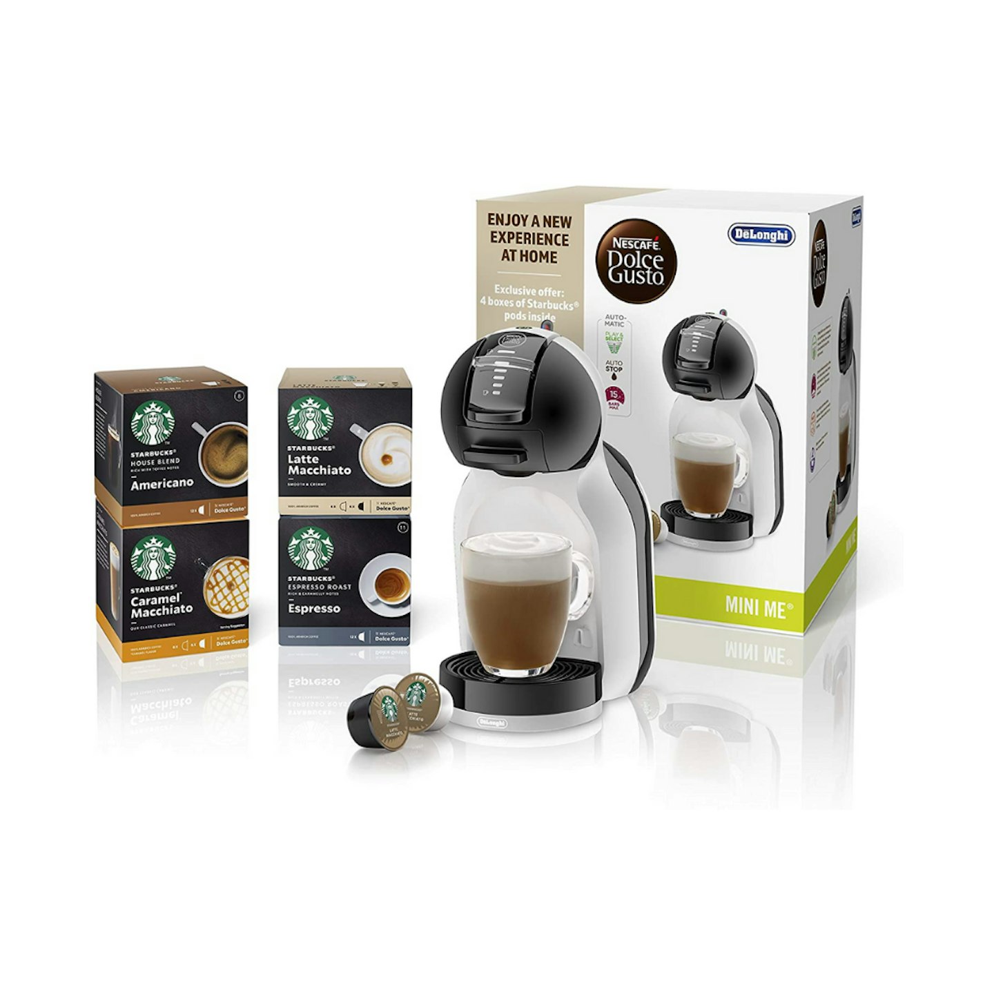 De'Longhi Nescafu00e9 Dolce Gusto Mini Me, Single Serve Capsule Coffee Machine Starter Kit, Including Starbucks coffee