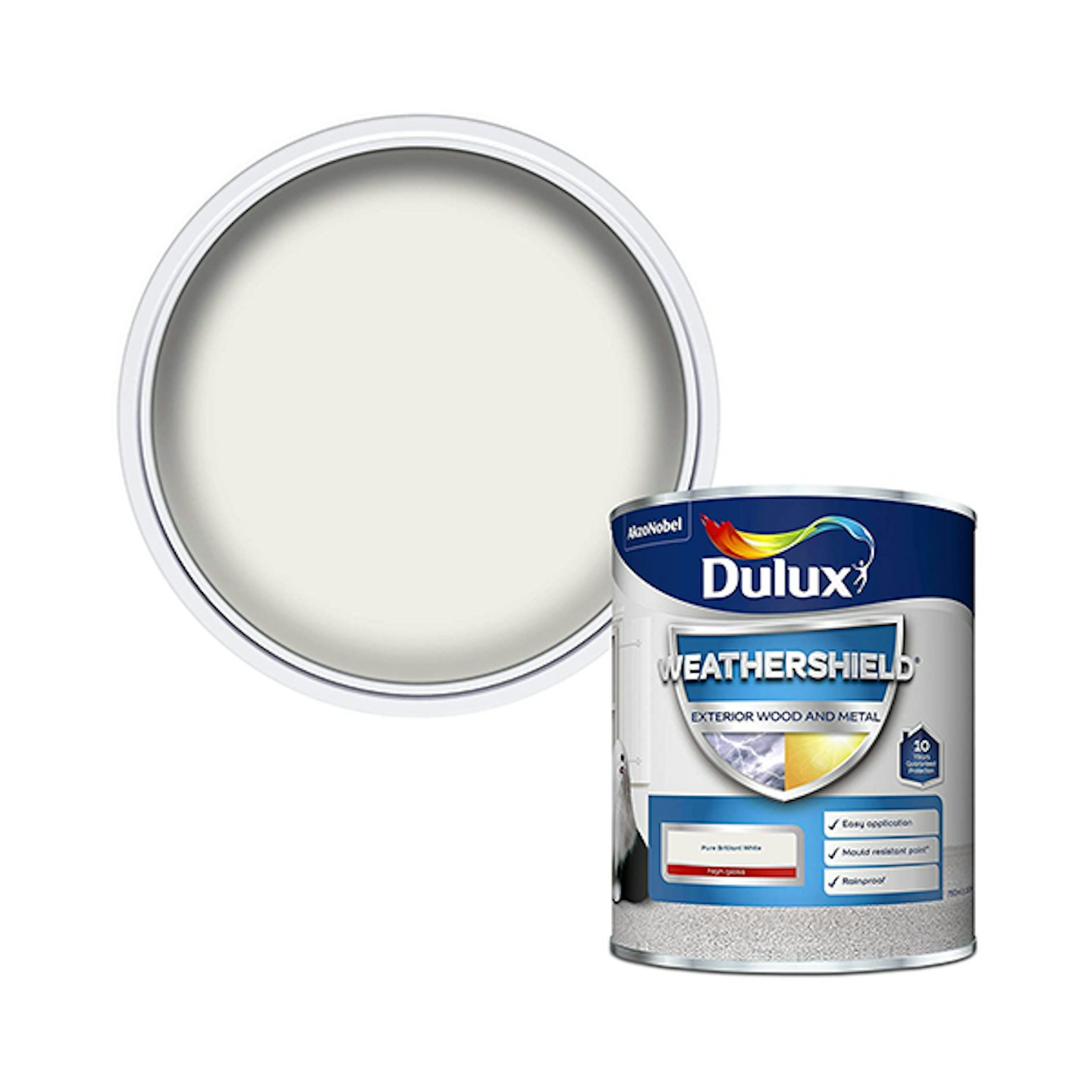Dulux Weather Shield Exterior High Gloss Paint, Pure Brilliant White