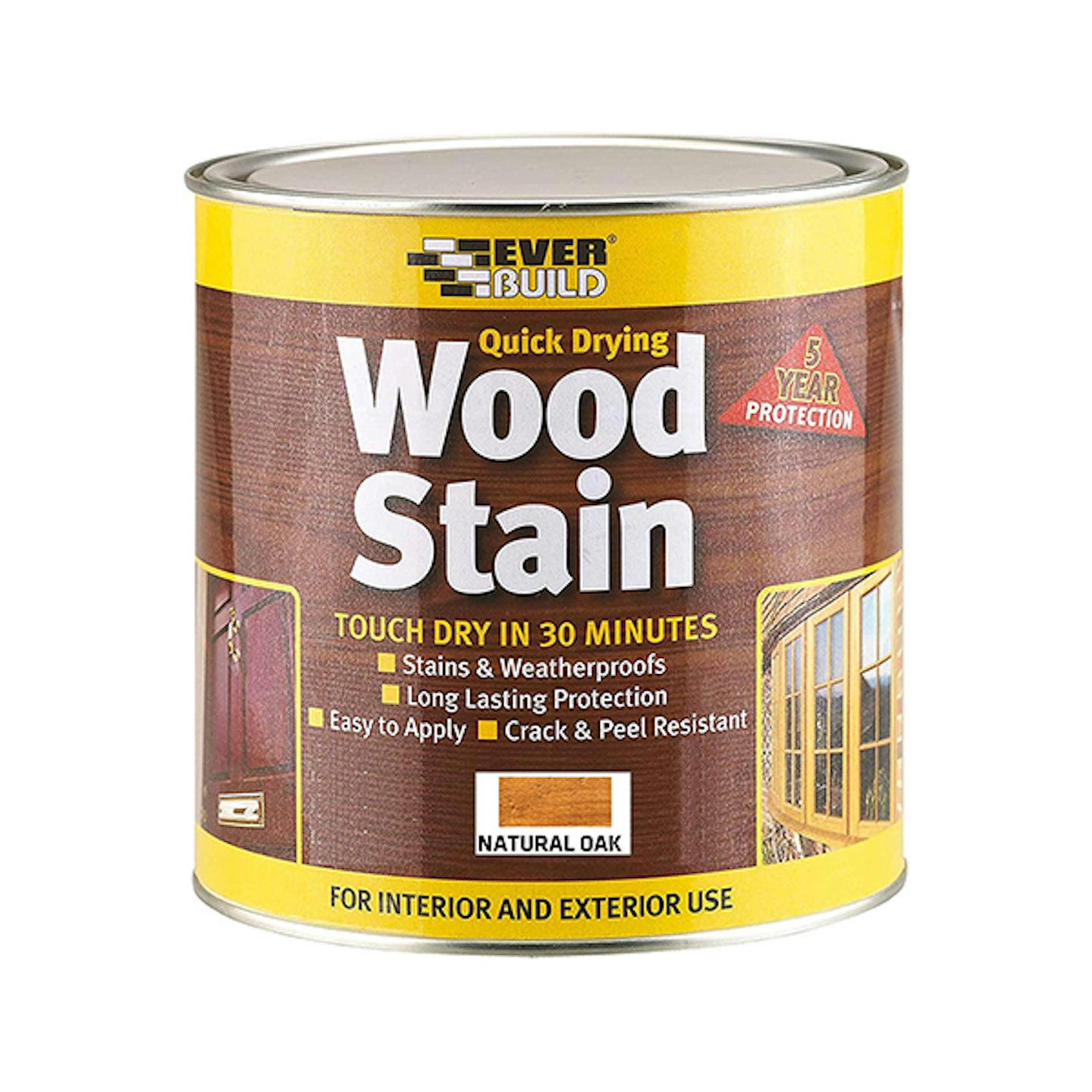 Everbuild Quick Drying Professional Solvent Free Satin Finish Wood Stain, Natural Oak