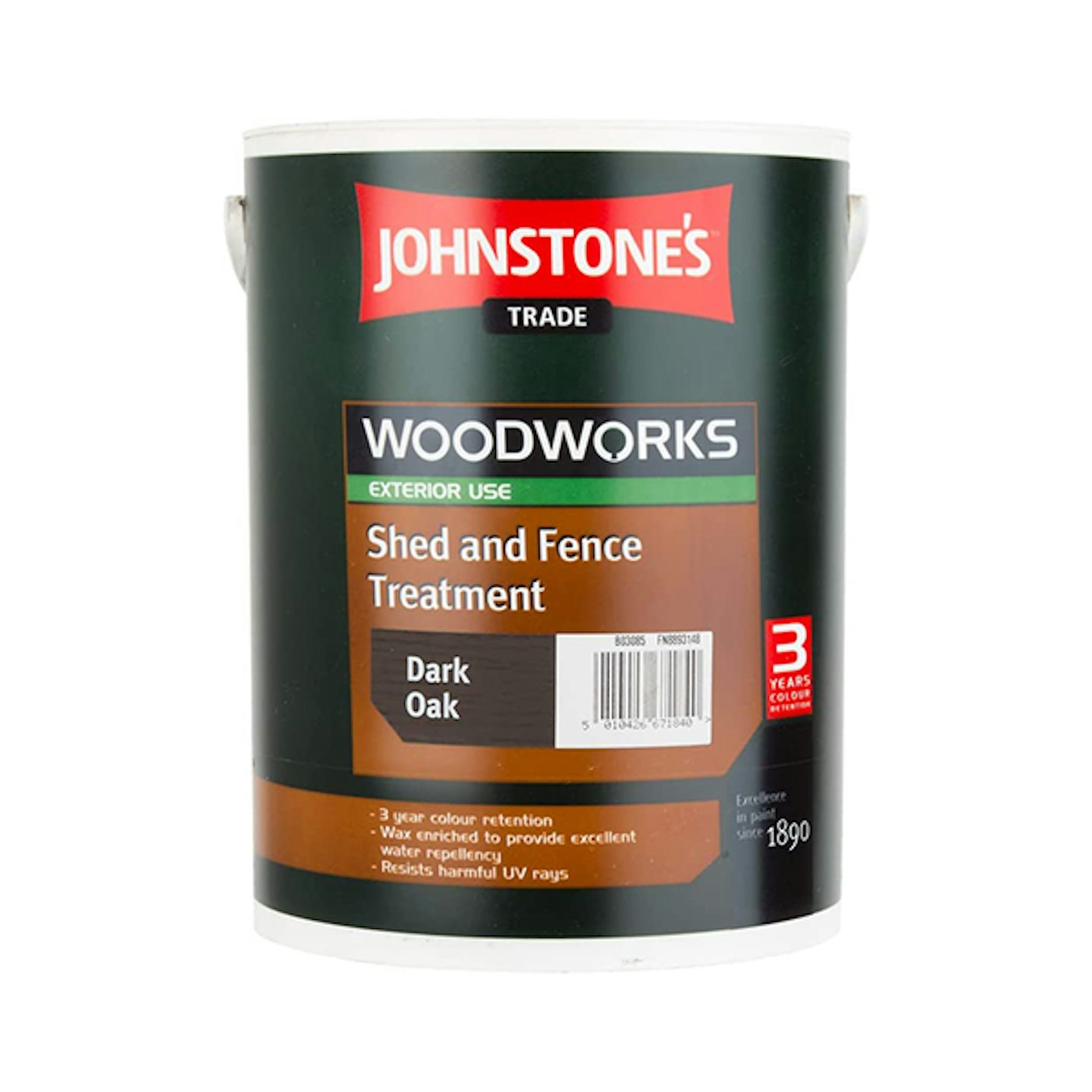 Johnstone's Woodworks Shed & Fence Quick Dry Woodstain, Dark Oak