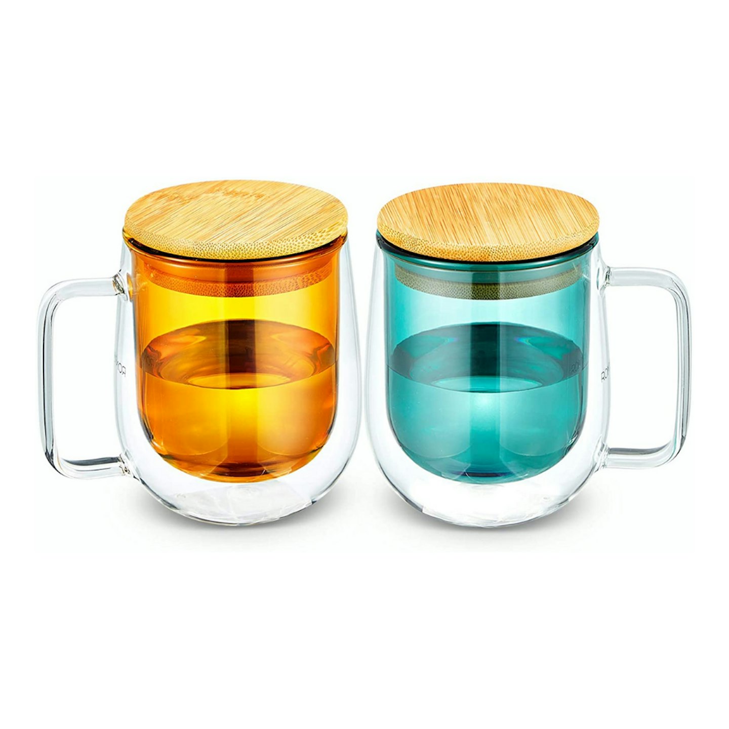 ROIMTEA Glass Tea Coffee Mug Set with Wood Lid