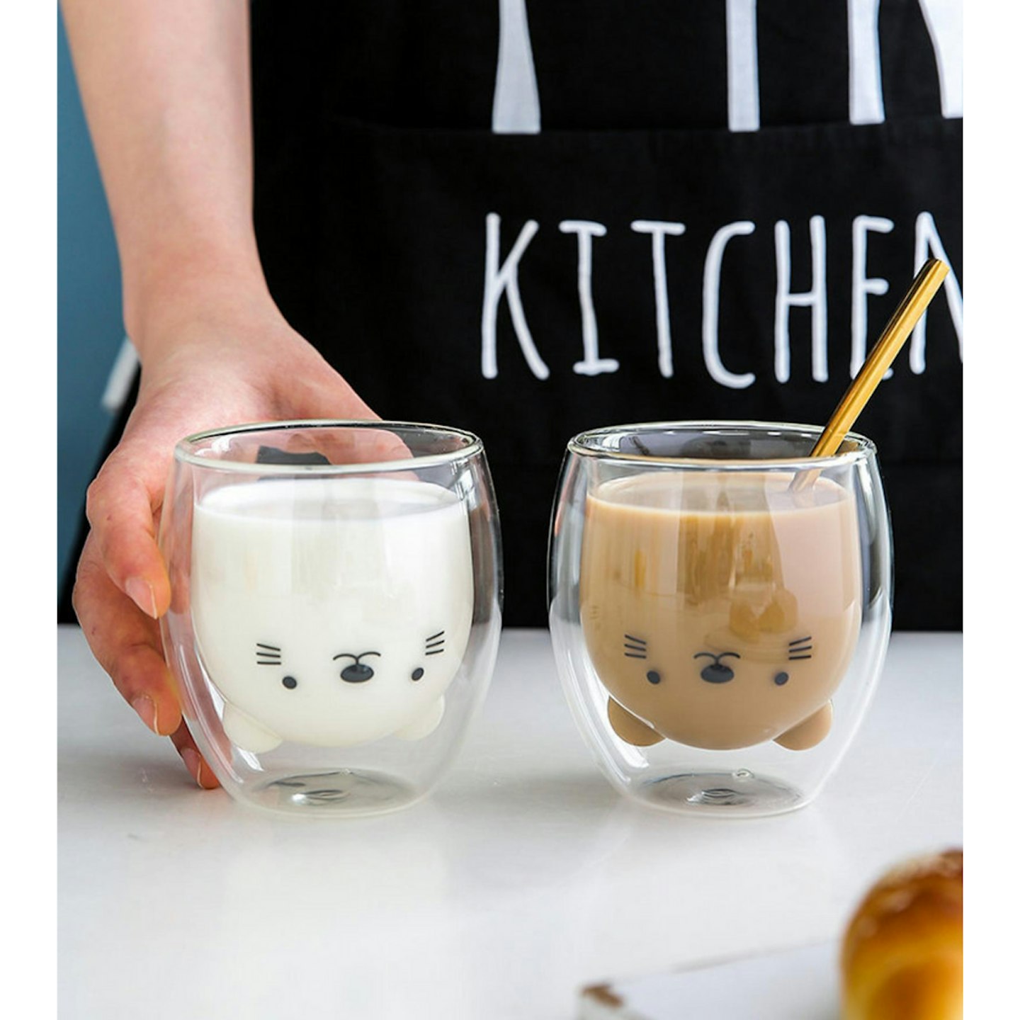 Double Walled Glass Cat Cup
