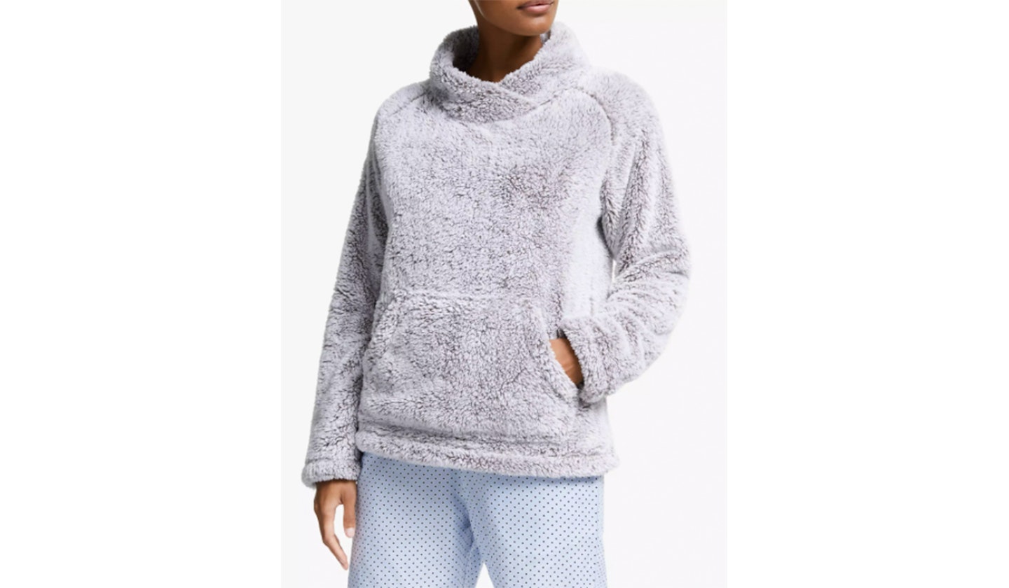 John Lewis & Partners Hi-Pile Fleece Snuggle Top, Grey