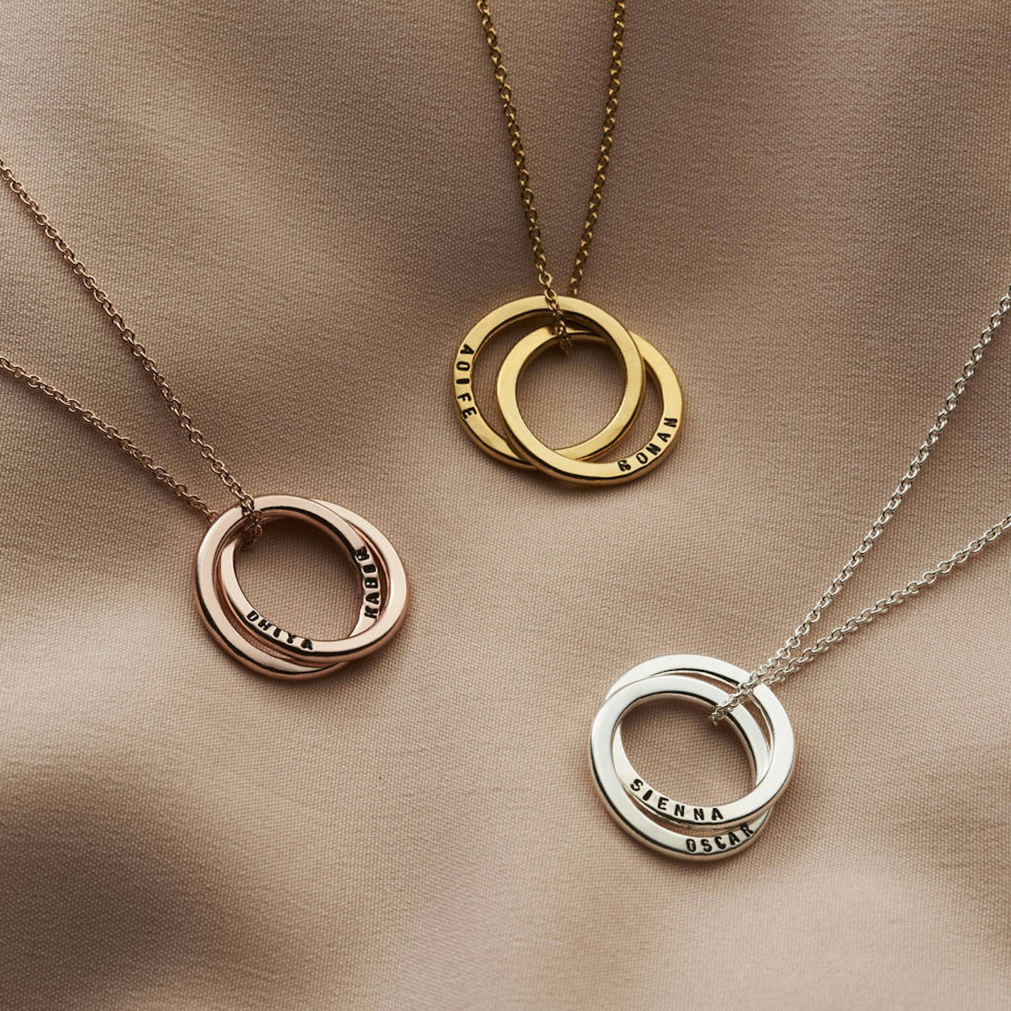 Personalised Two Ring Russian Ring Necklace