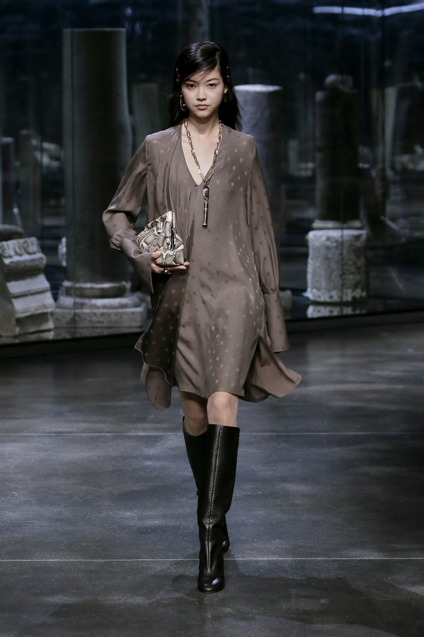 fendi catwalk kim jones debut aw21 silk dress