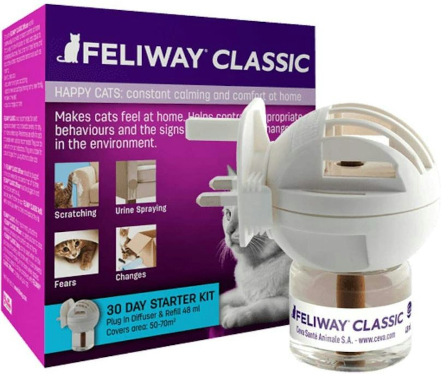 Feliway Classic 30 Day Starter Kit Diffuser and Refill, 48ml