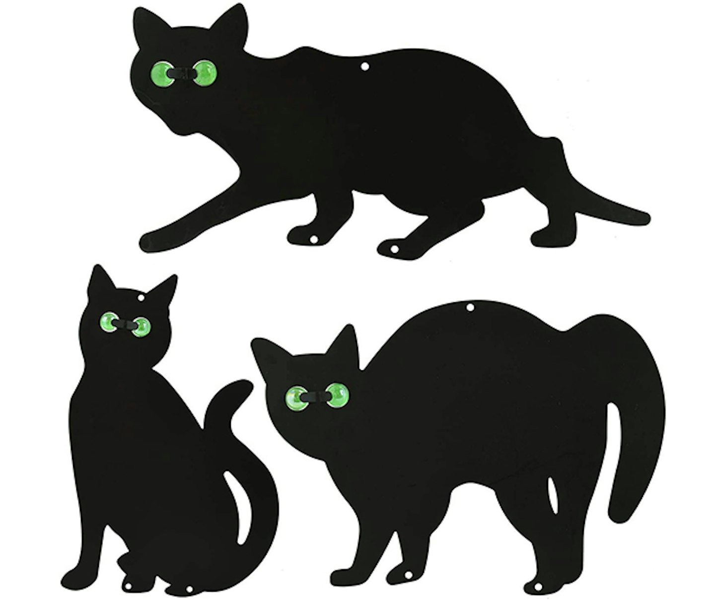 Metal cat silhouettes with reflective eyes