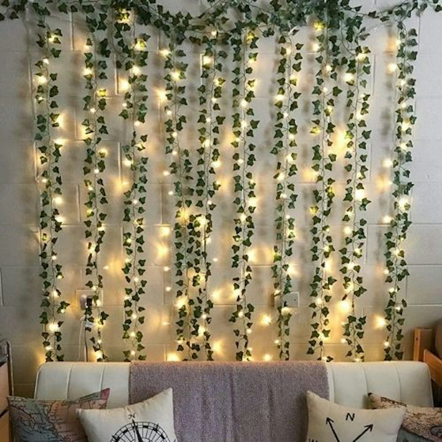 YQing 12 Pack Artificial Ivy Leaf Garland with 90 LED String Light
