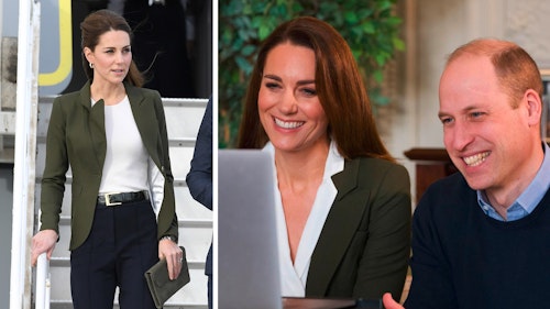 Kate Middleton re-cycling a green blazer from Smythe