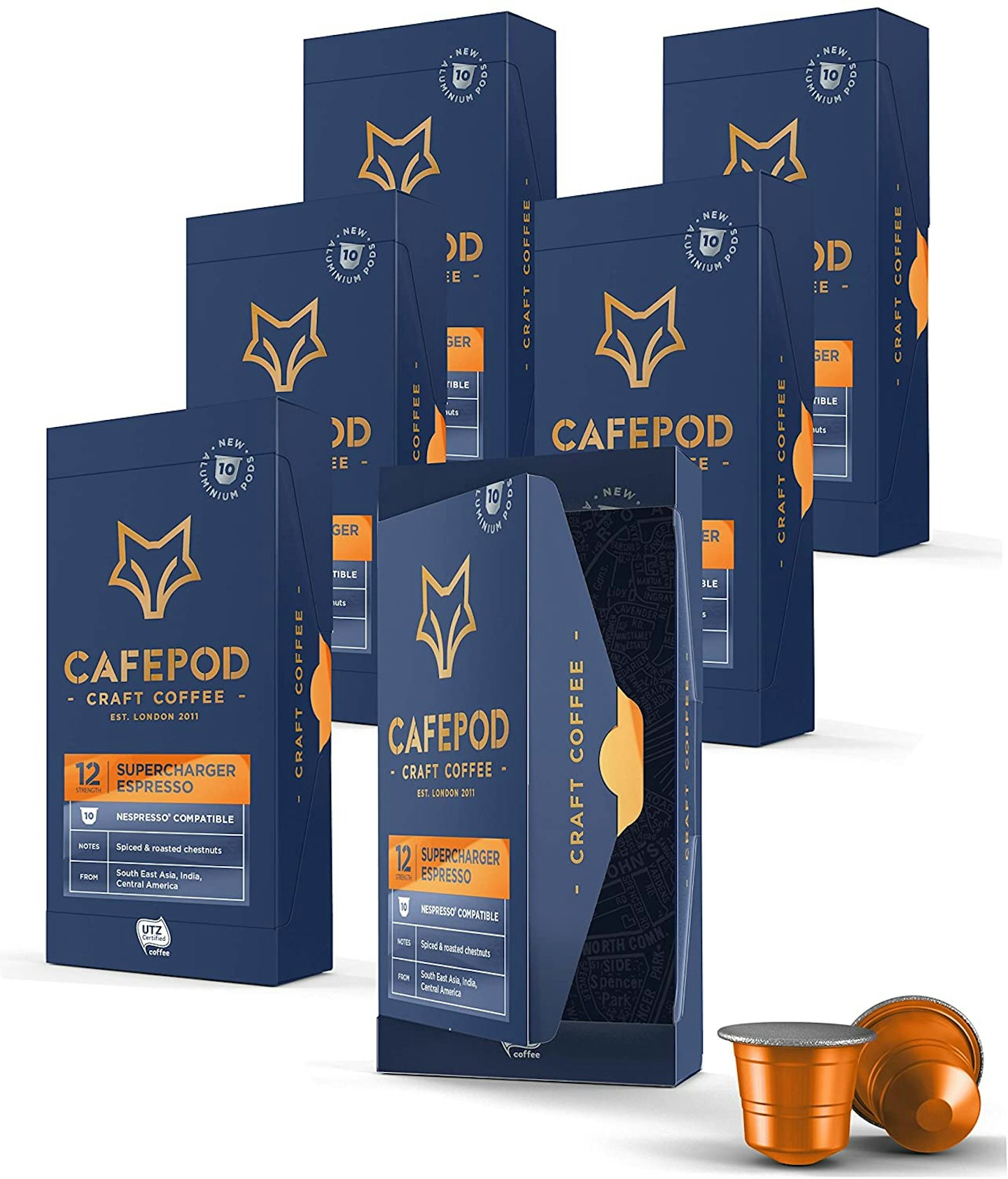 CAFEPOD Craft Coffee Nespresso Compatible Aluminium Pods (Supercharger x 60 Pods)