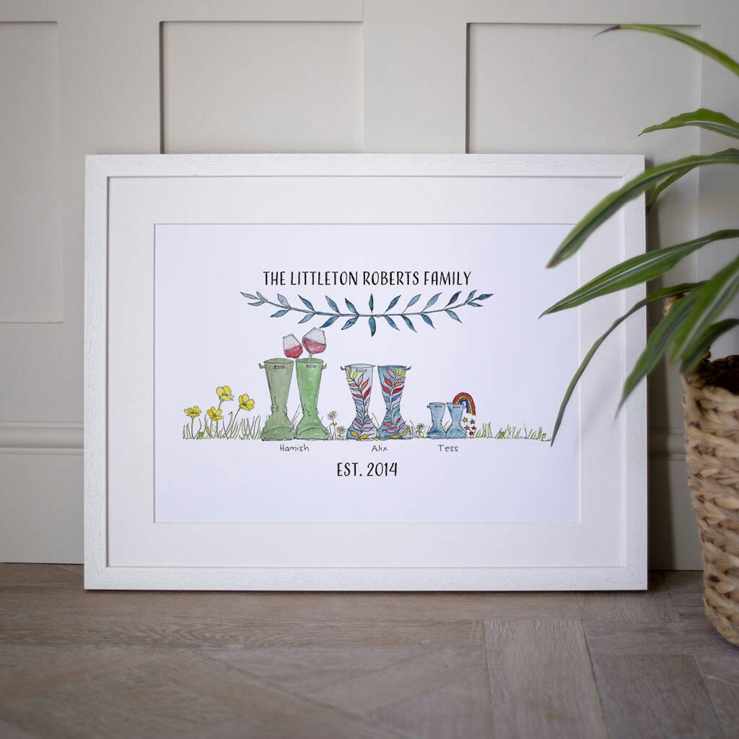 Personalised Welly Boot Family Print