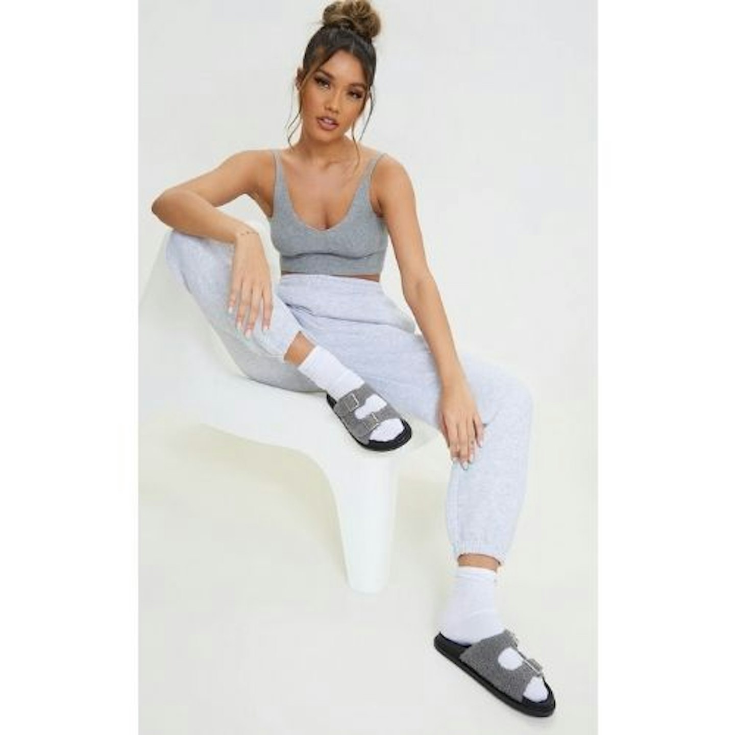 GREY BORG BUCKLE FOOTBED SANDALS