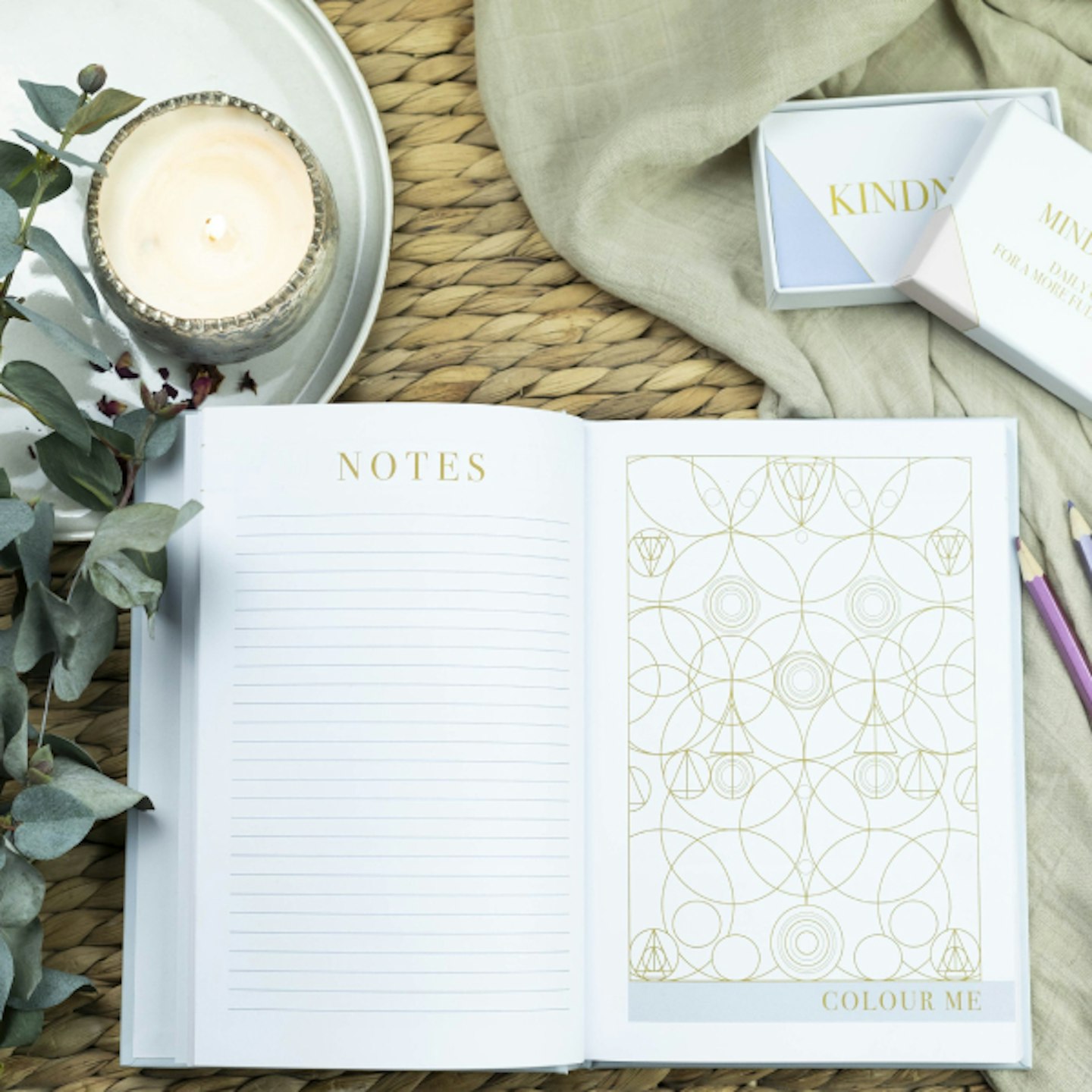 Open notebook and cards