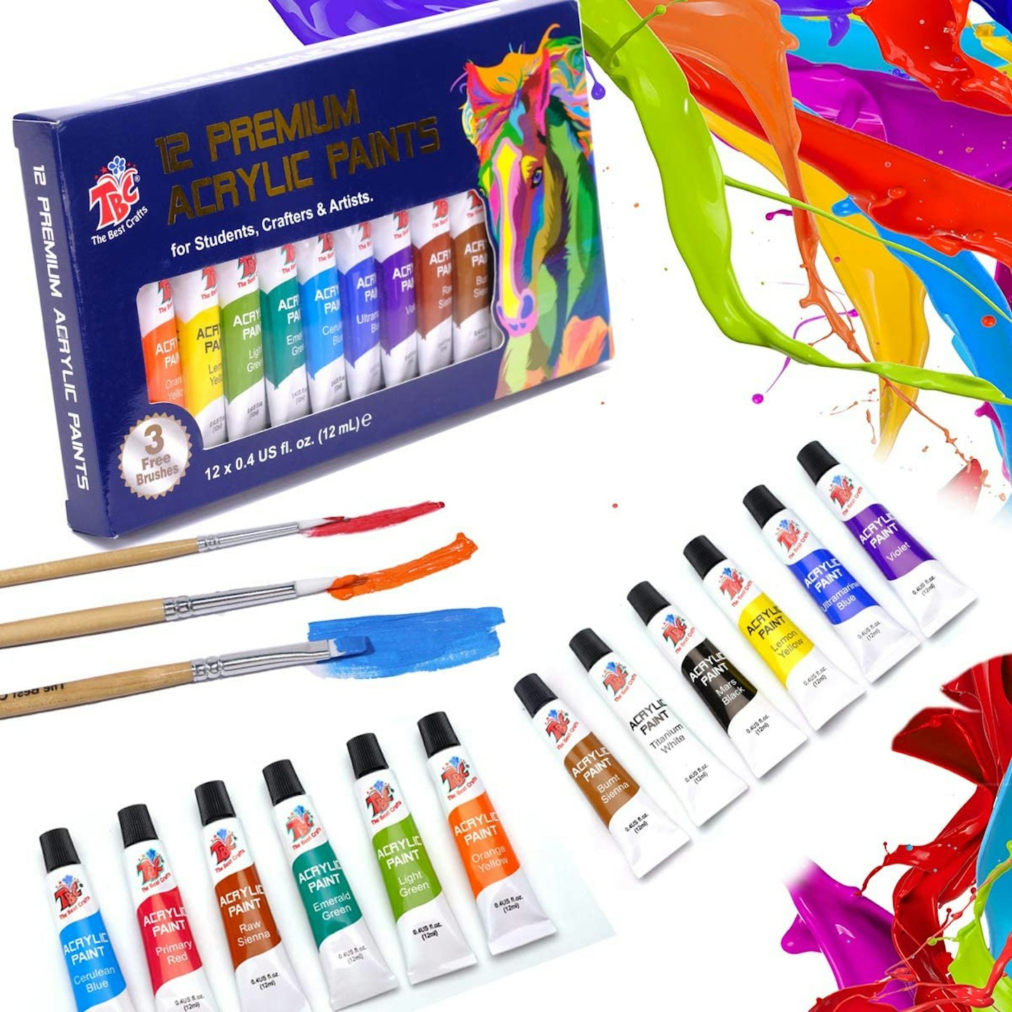 The Best Crafts 12 Colours Acrylic Paint Set