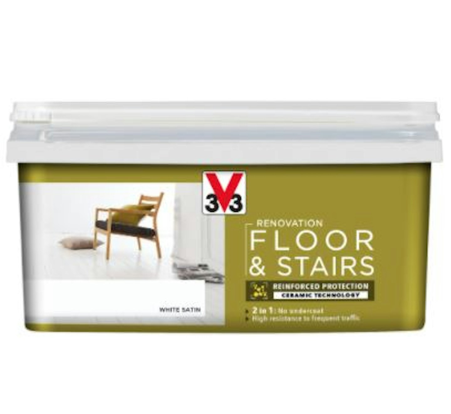 V33 Renovation White Satin Floor & Stair Paint