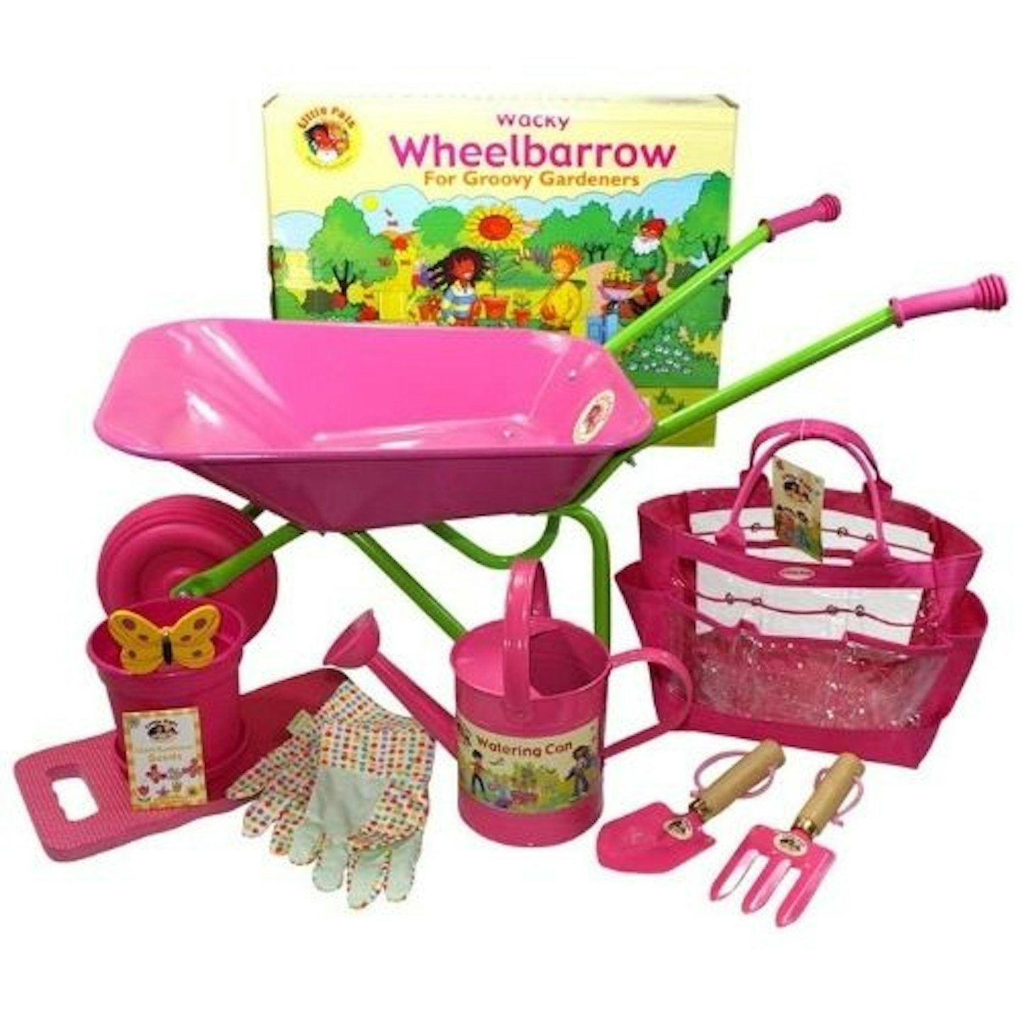 Little Pals Childrenu2019s Pink Wheelbarrow & Gardening Tool Set