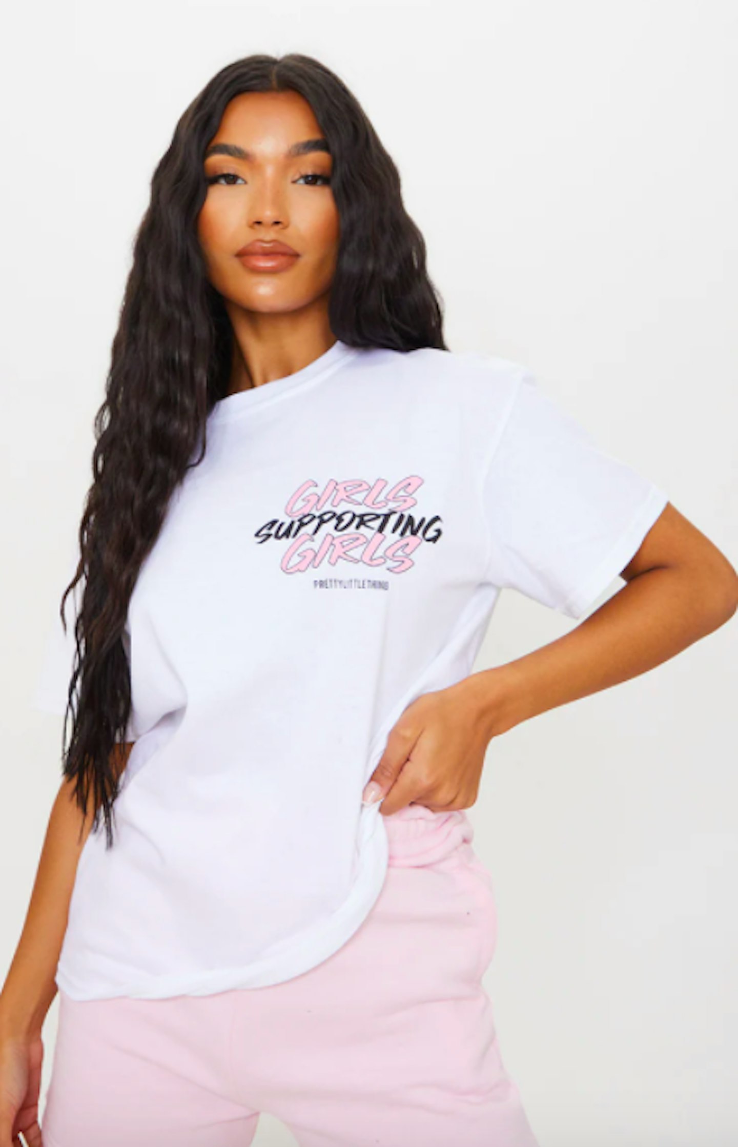 White Printed Girls Supporting Girls T Shirt