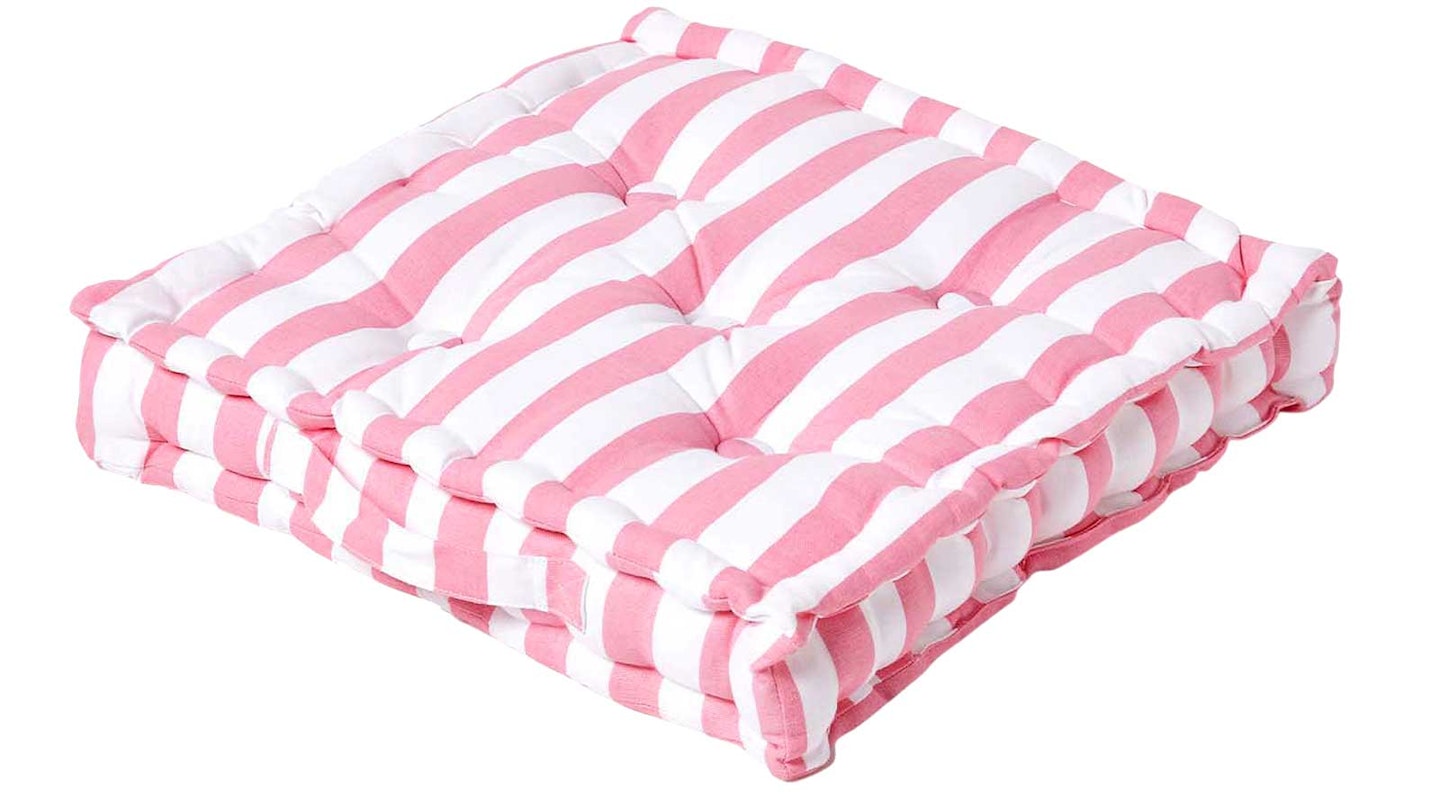 Pink and white striped garden cushion