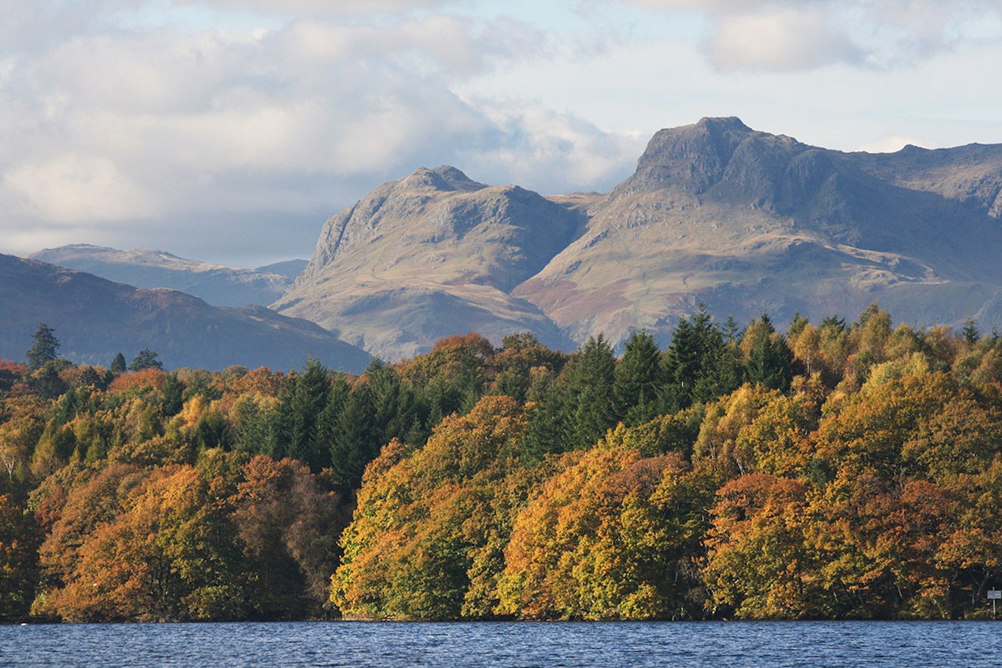The rugged skyline of the Langdale Pikes