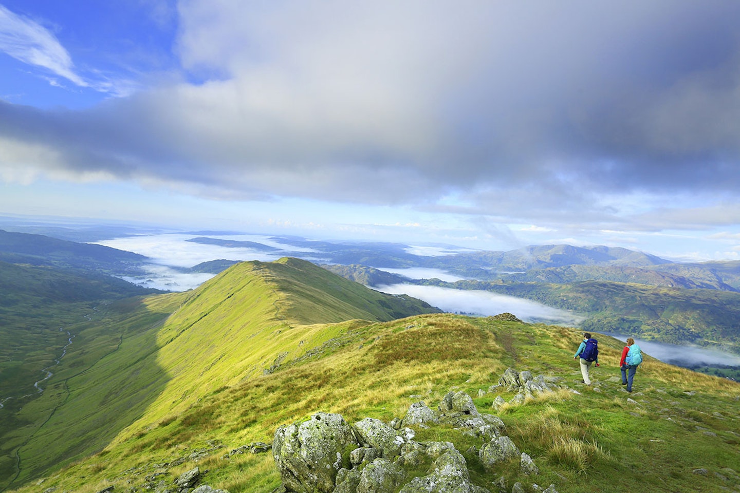 Heading down from Fairfield towards Rydal, Ambleside and Windermere