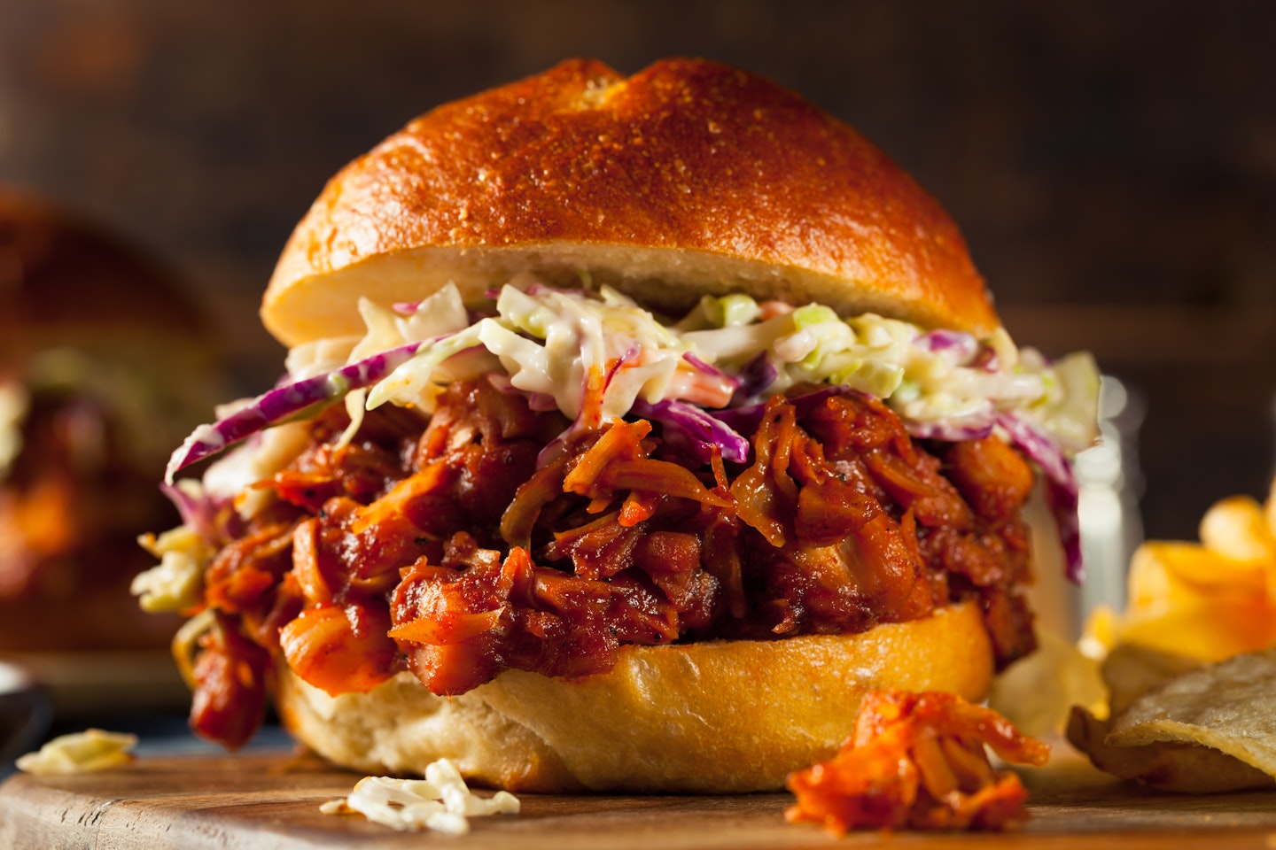 BBQ pulled jackfruit burger