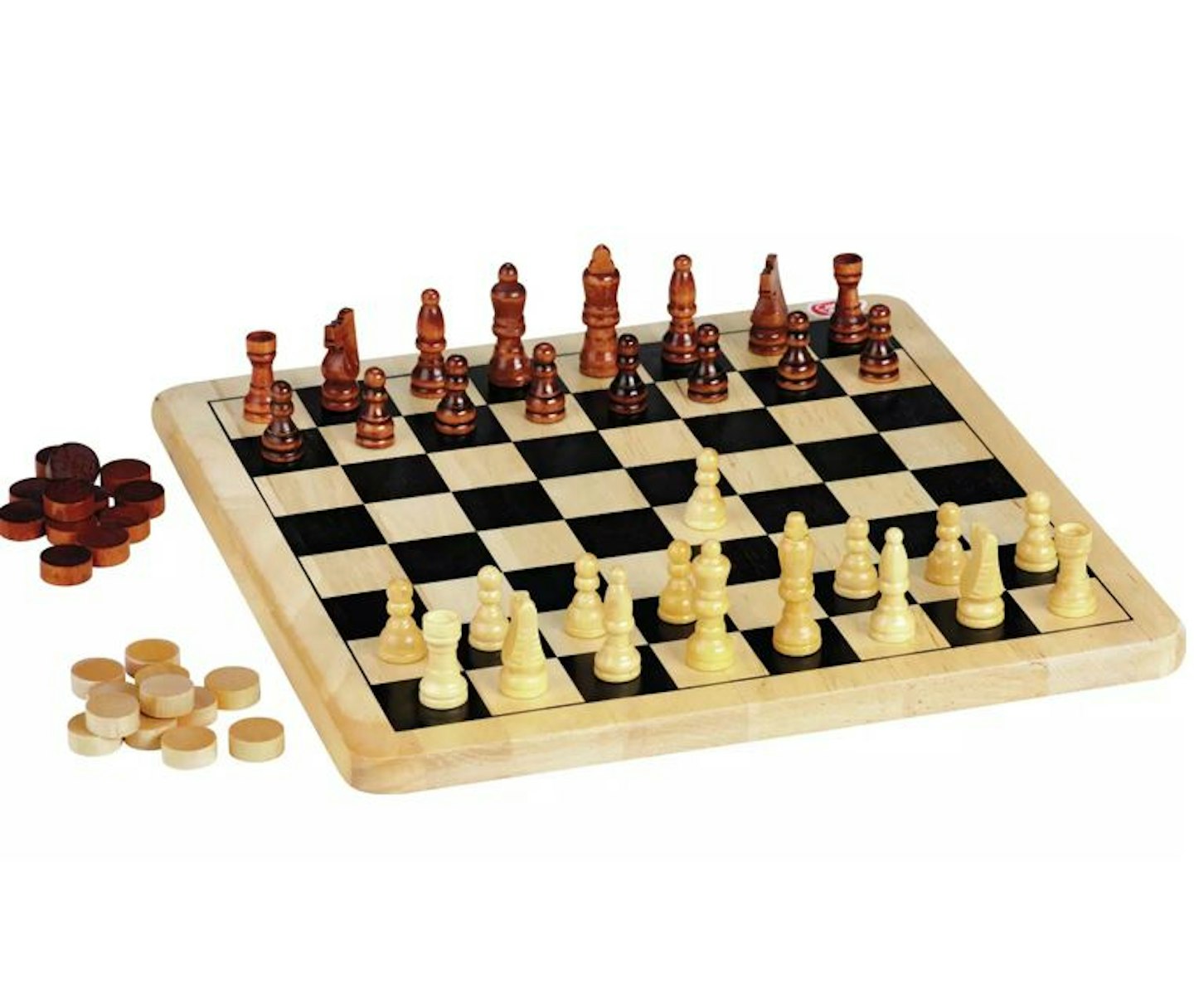 Chad Valley Wooden Chess and Draughts Board Game