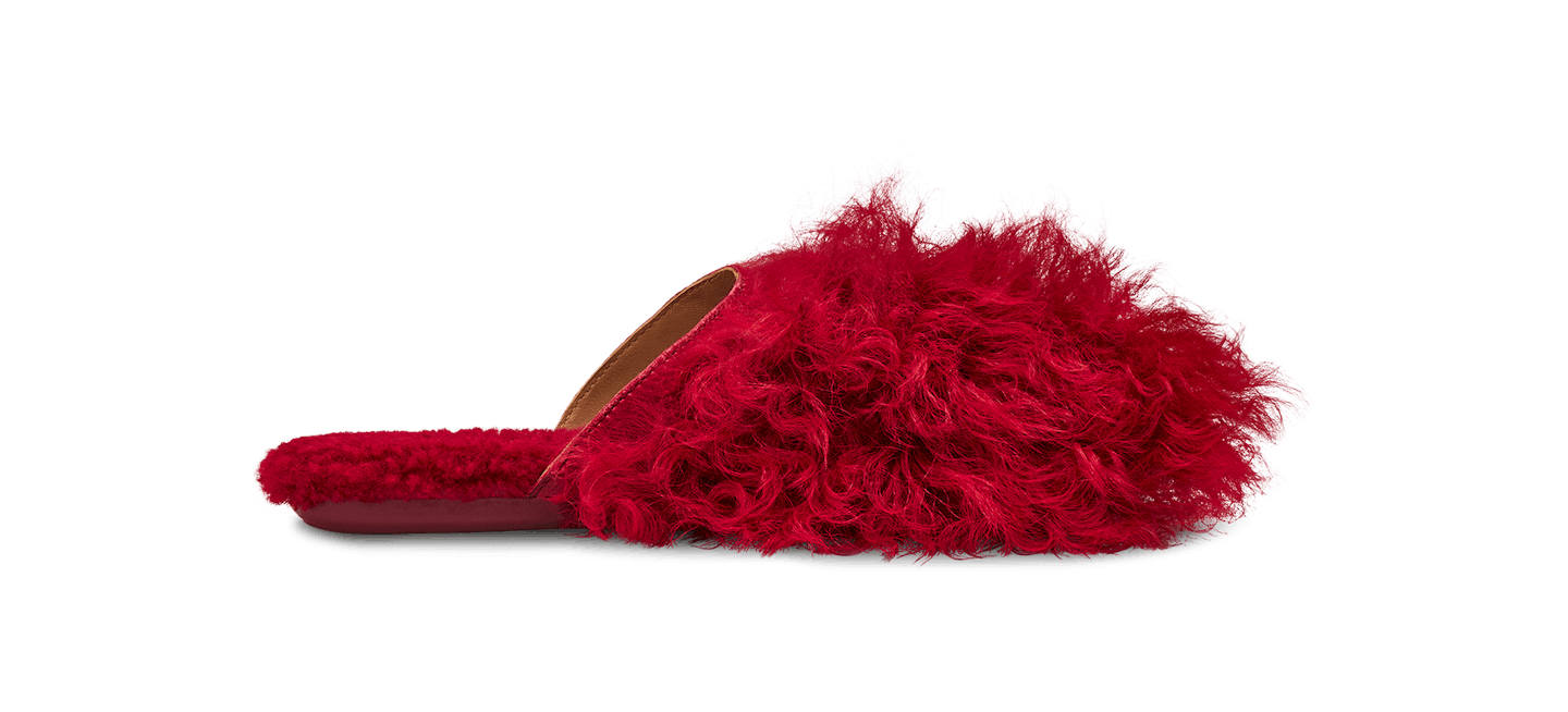 Ugg x Molly Goddard, Deep Red Slipper, £280