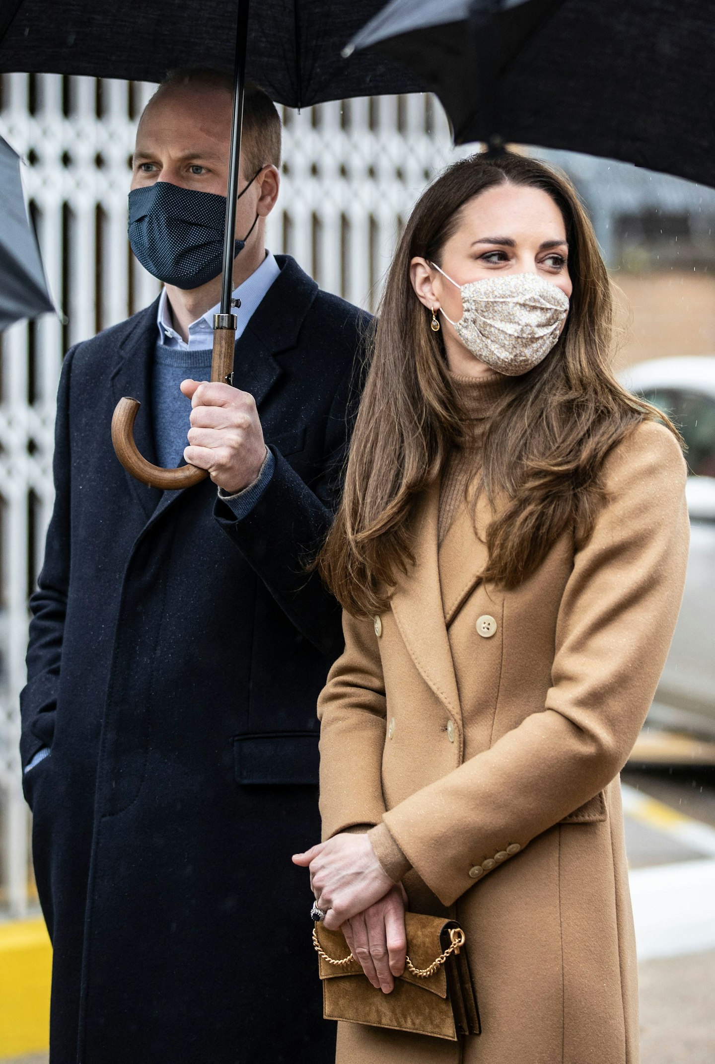 Kate Middleton wearing a beige coat from Massimo Dutti