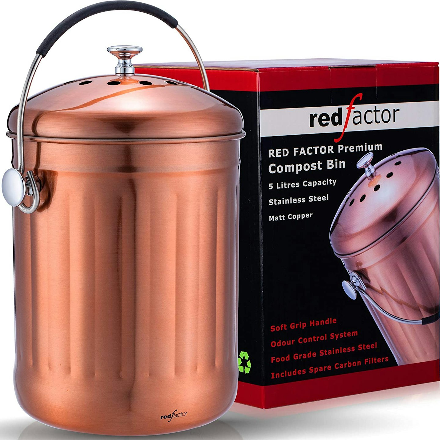 RED FACTOR Premium Compost Bin for Kitchen Worktop